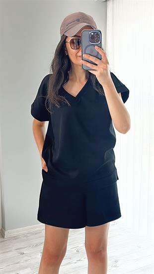 Siyah Oysho Modal Şortlu Takım