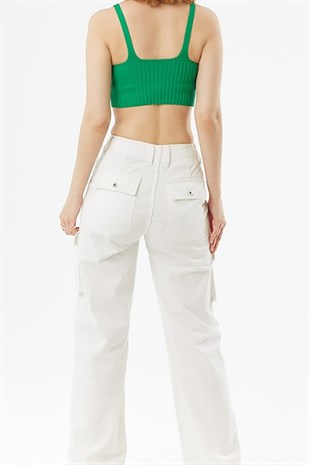Yeşil Fitilli Triko Crop