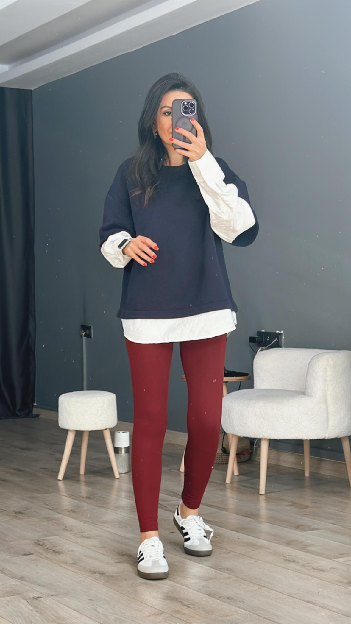 Lacivert Gömlek Detaylı Üç İplik Sweatshirt