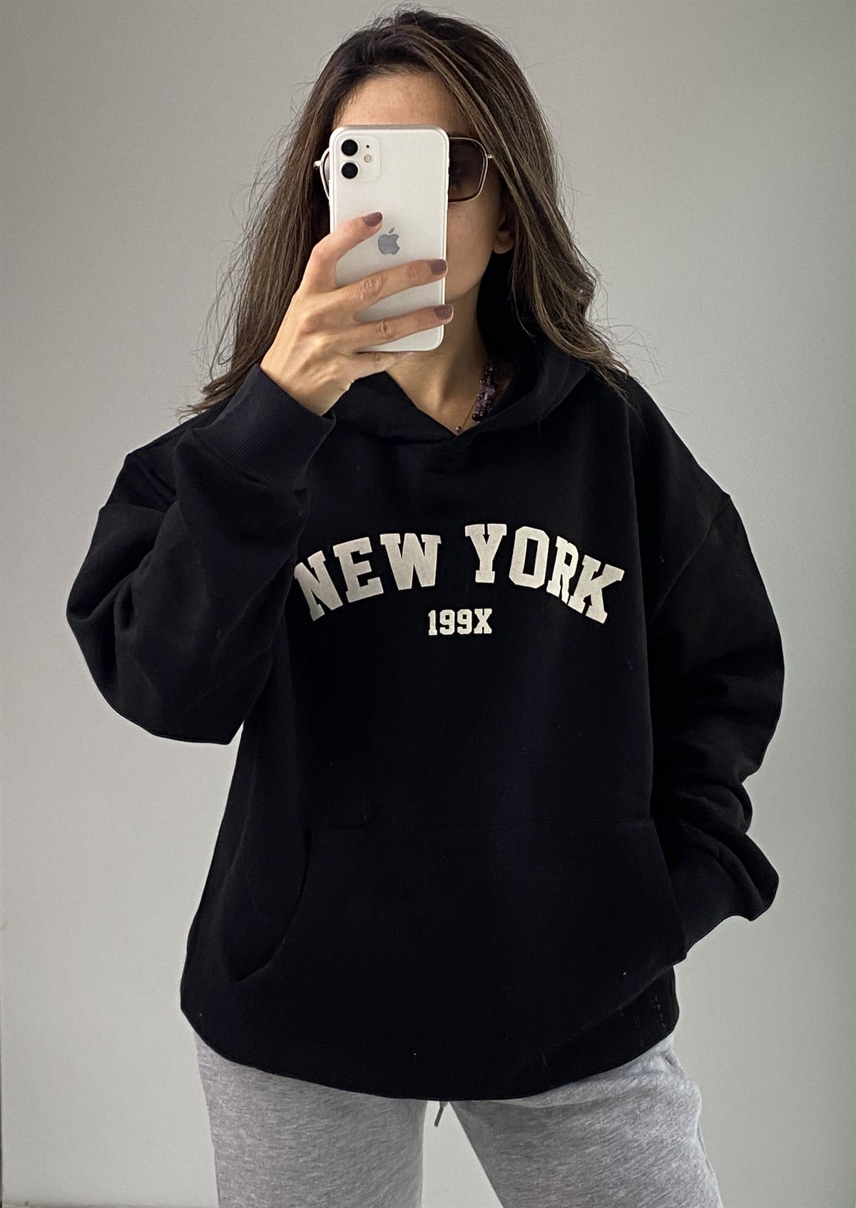 Siyah Newyork Baskılı Sweatshirt 