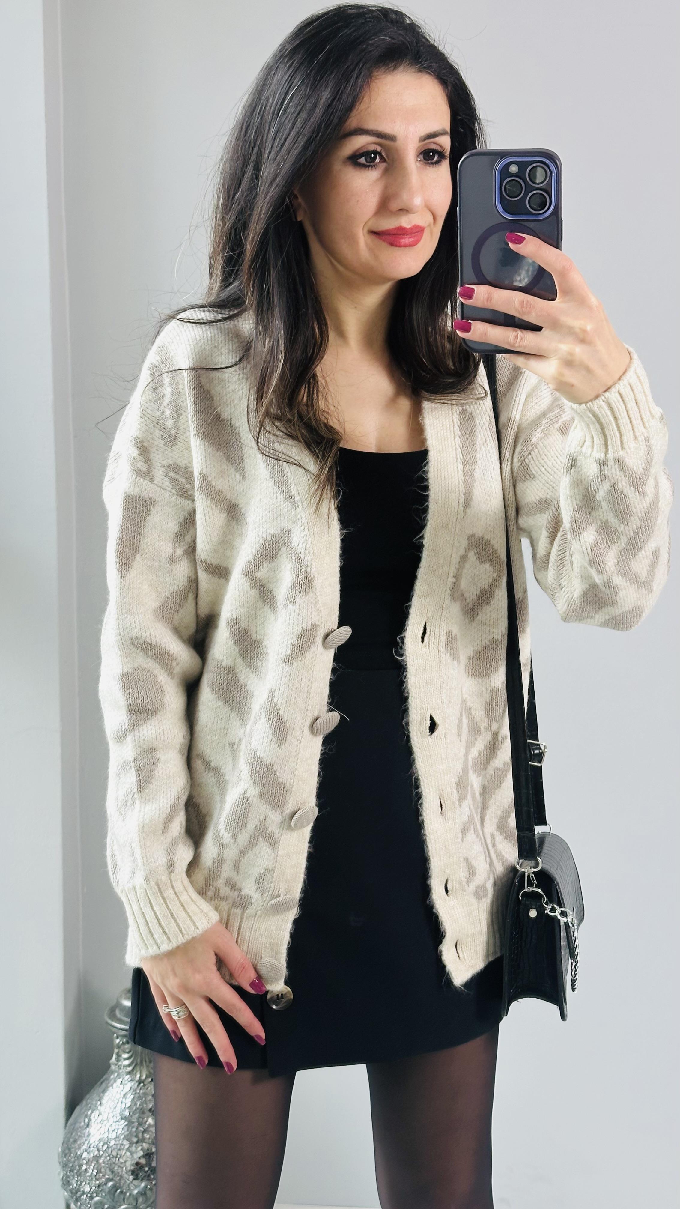 Vizon Leopar Desenli Hırka