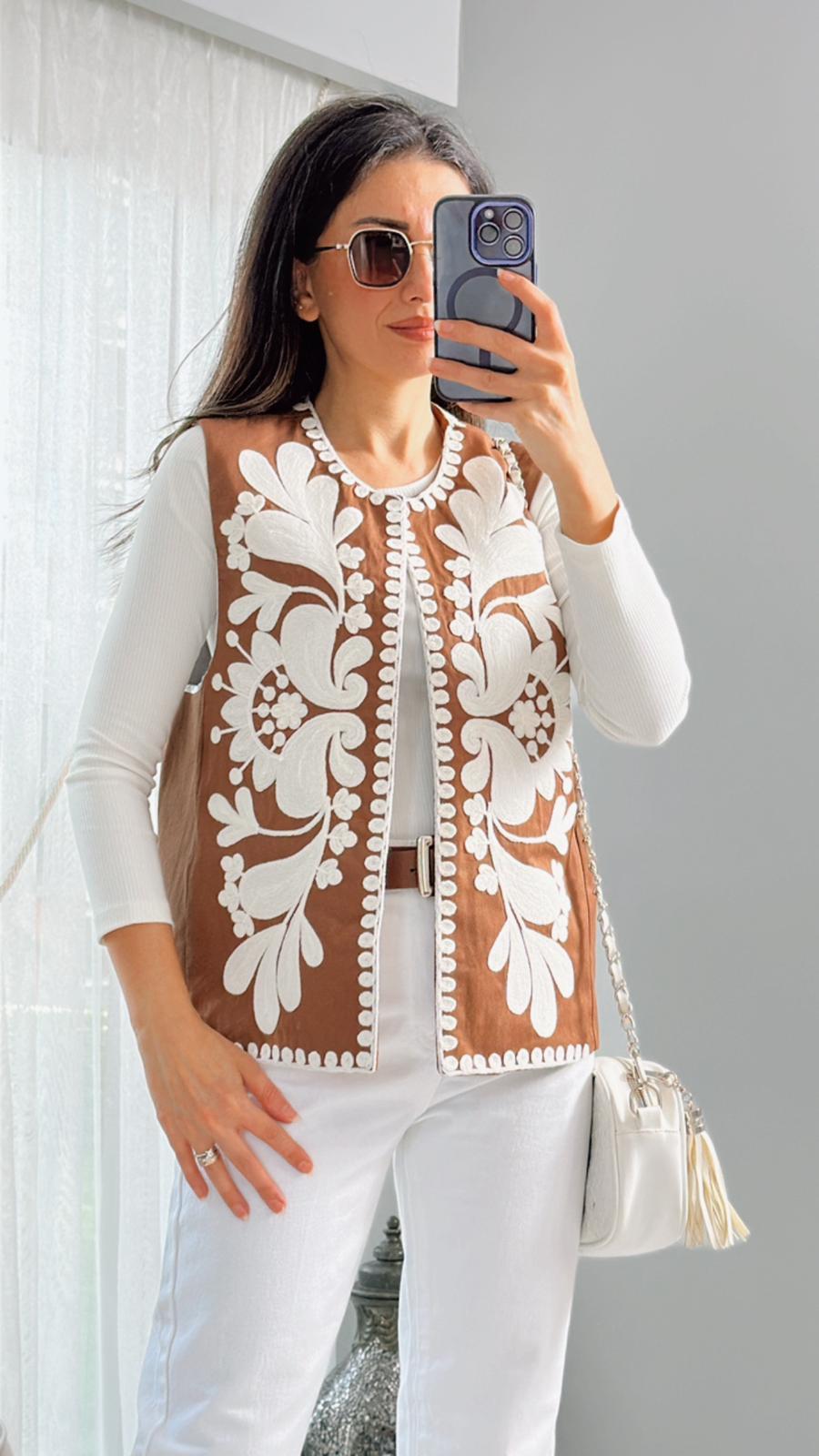 Taba Etnik Desenli Yelek