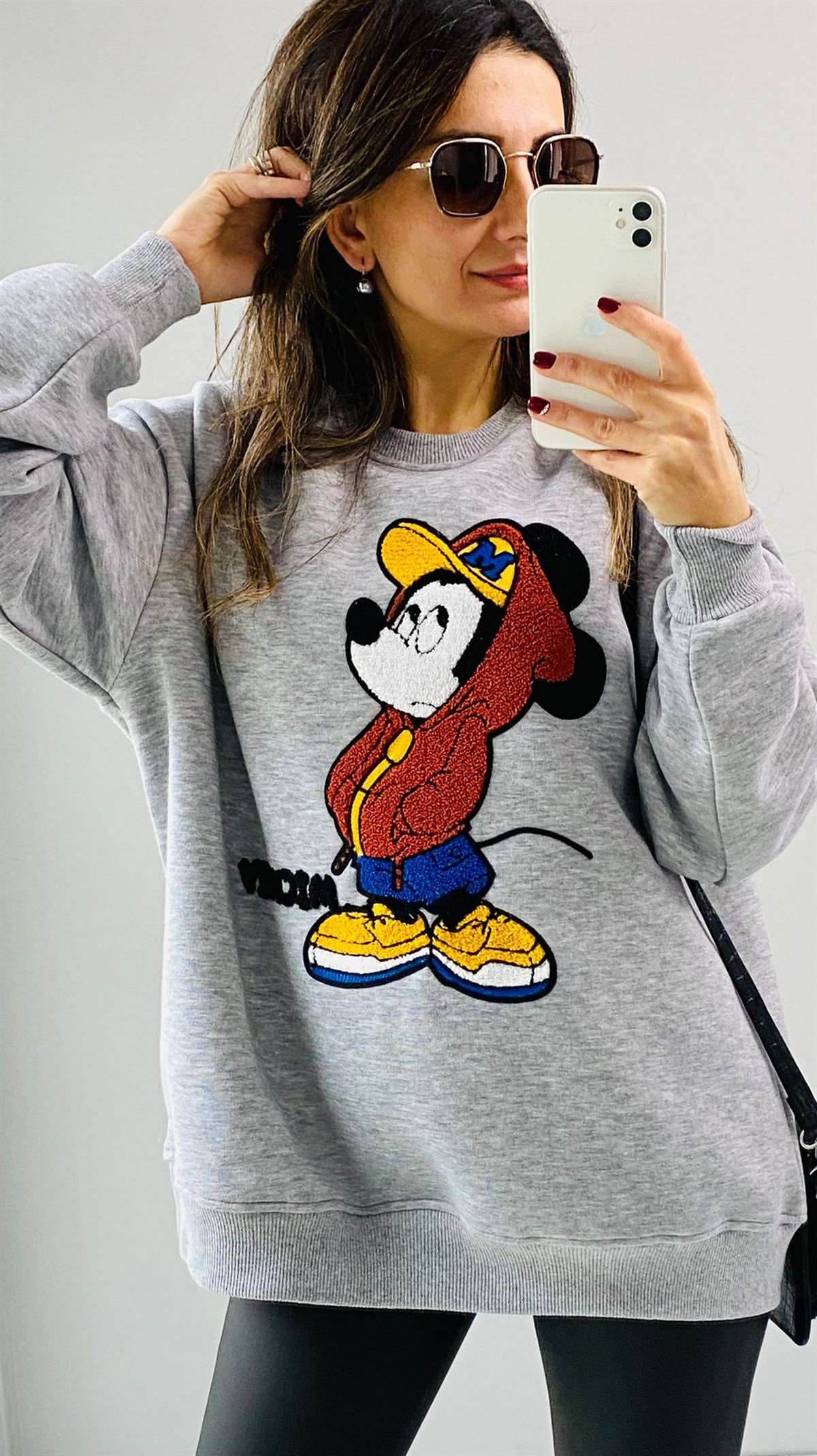 Gri Mickey Nakışlı Sweatshirt
