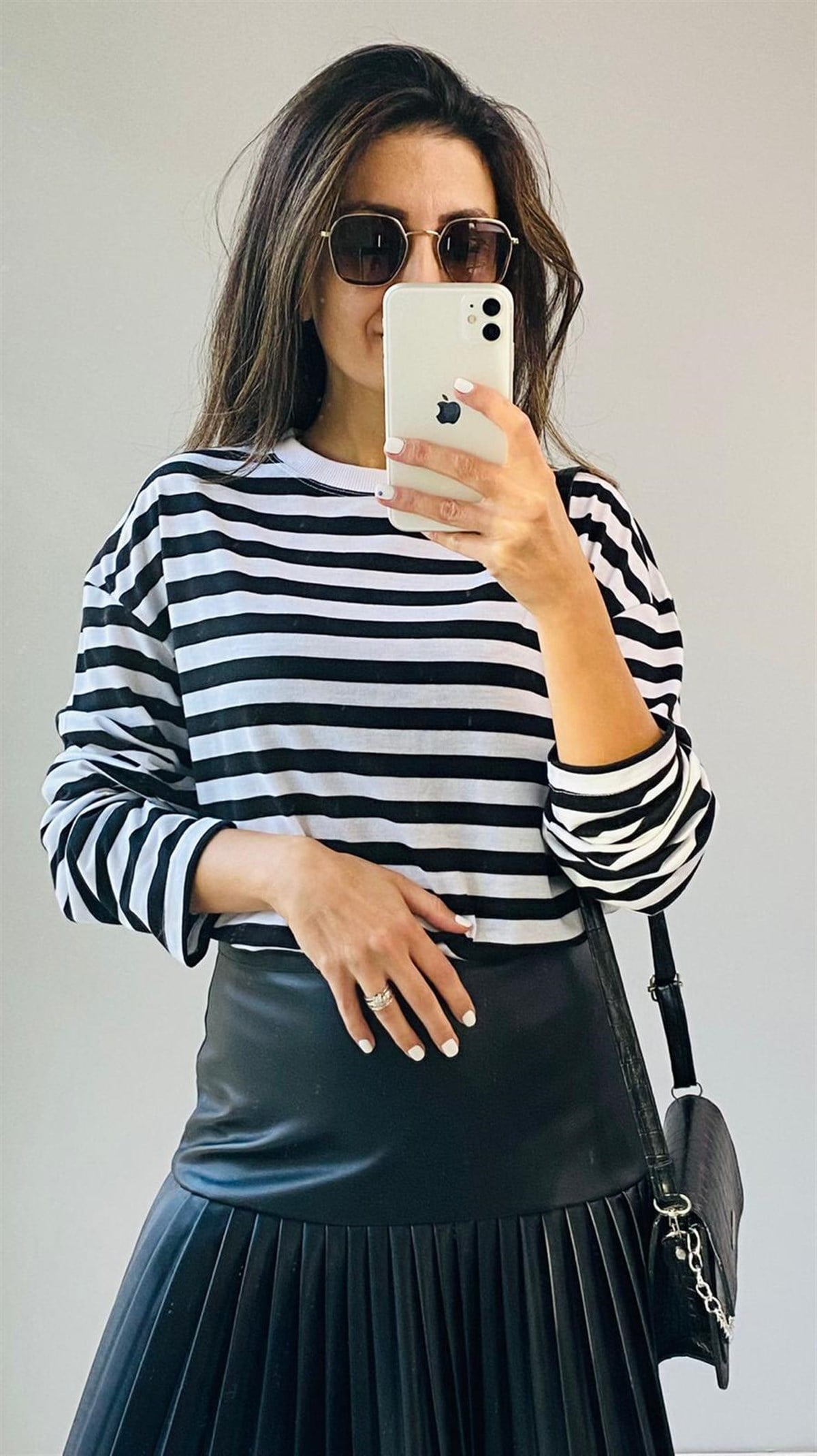 Siyah Çizgili Bisiklet Yaka Basic