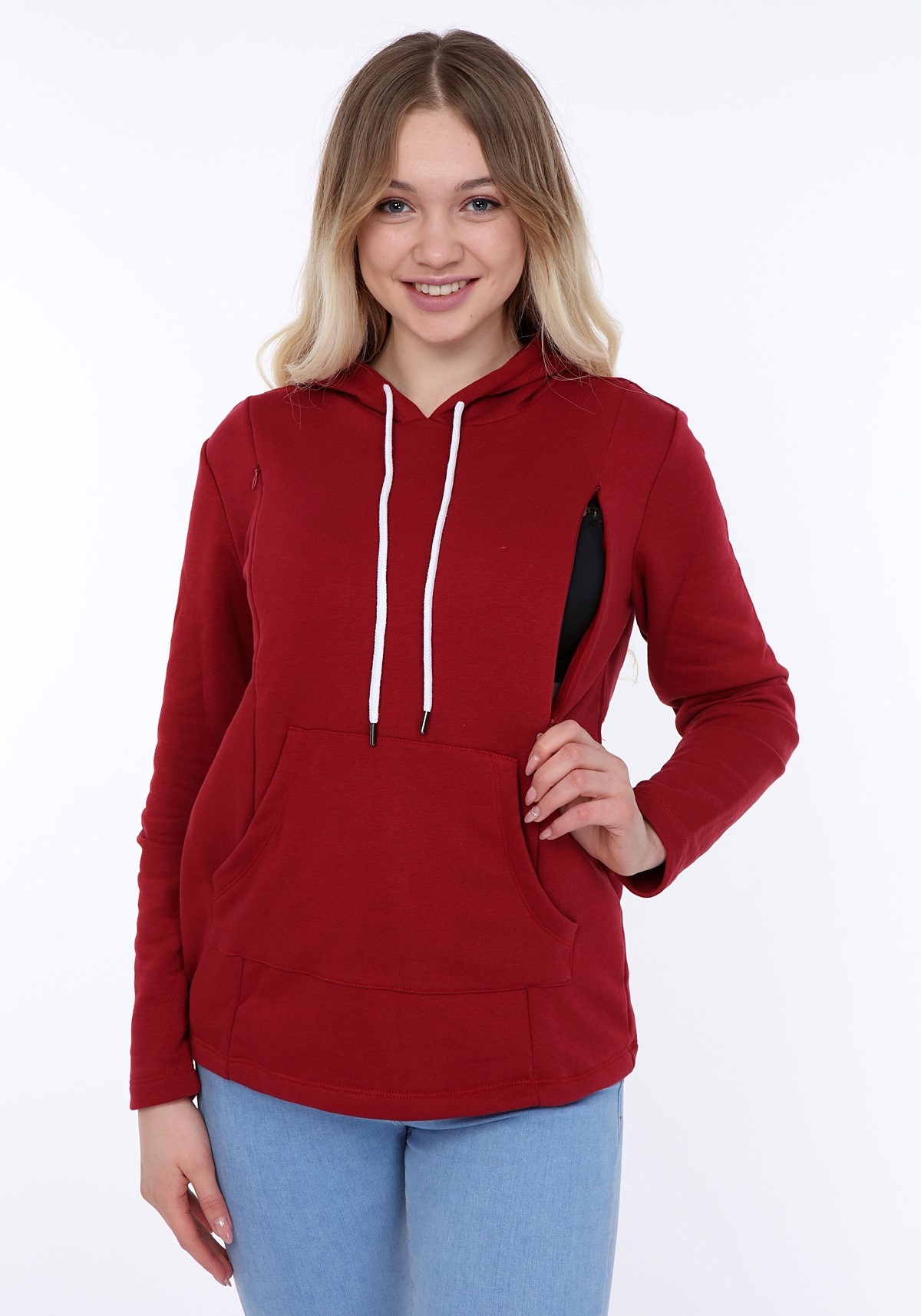 LuvmaBelly MYRA4508 - Pamuklu Yandan Fermuarlı Lohusa Emzirme Sweatshirt