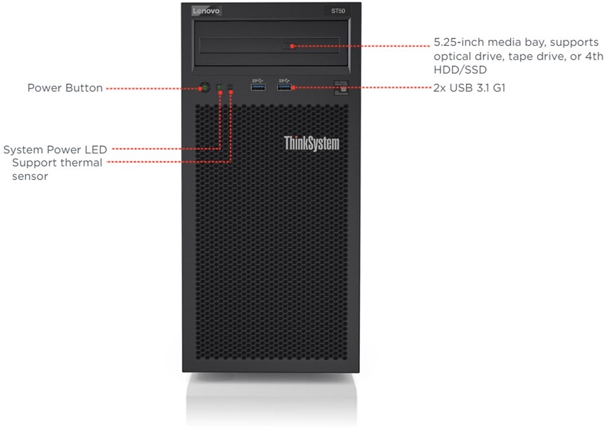 LENOVO SERVER 7Y48A04FEA ST50 E-2224G 16GB 2x480GB SSD HDD 250W +  WINDOWS SERVER 2019 ESSENTIAL ROK