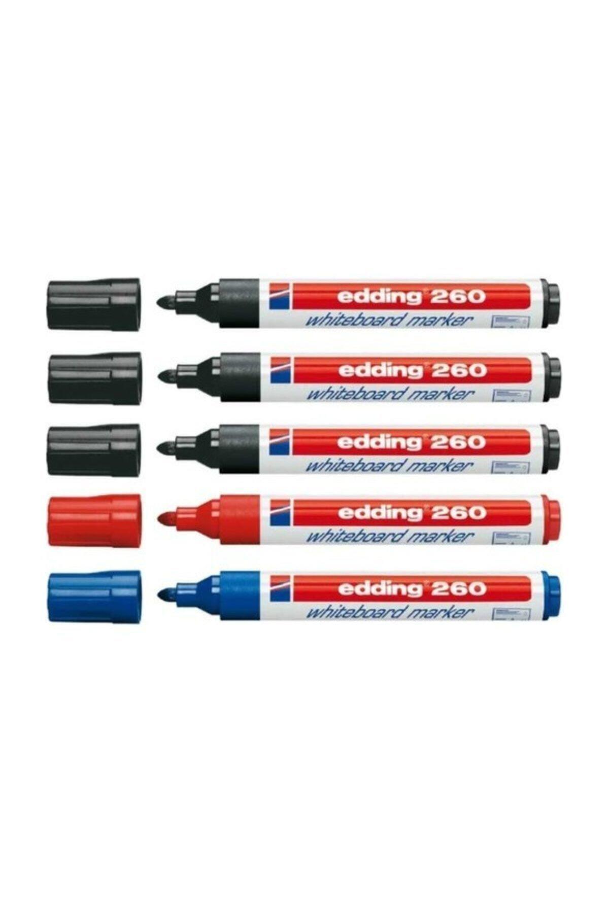 Edding 260 Beyaz Tahta Kalemi 3 Siyah 1 Mavi 1 Kırmızı 2535550000036