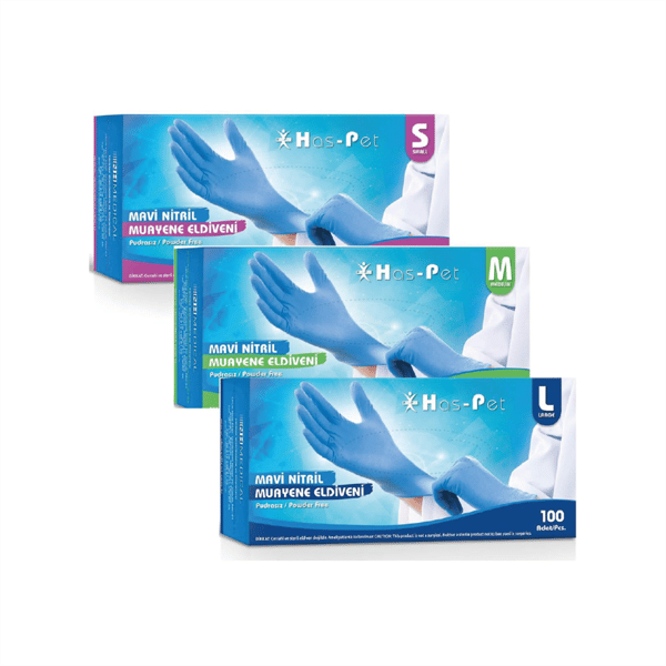HASPET NİTRİL PUDRASIZ MUAYENE ELDİVENİ MAVİ M