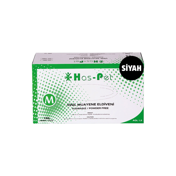 HASPET VİNİL PUDRASIZ MUAYENE ELDİVENİ SİYAH M