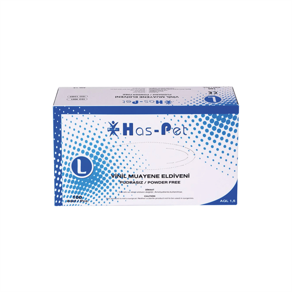 HASPET VİNİL PUDRASIZ MUAYENE ELDİVENİ ŞEFFAF L