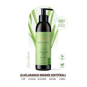 Bioterra Organik Aloe Vera Jel – Yüz, Vücut ve Saç İçin Nemlendirici 250 ml 