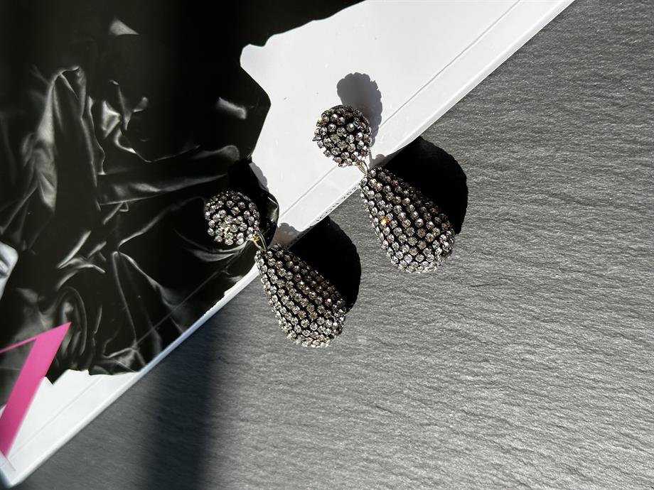 Antrasit Taşlı Küpe