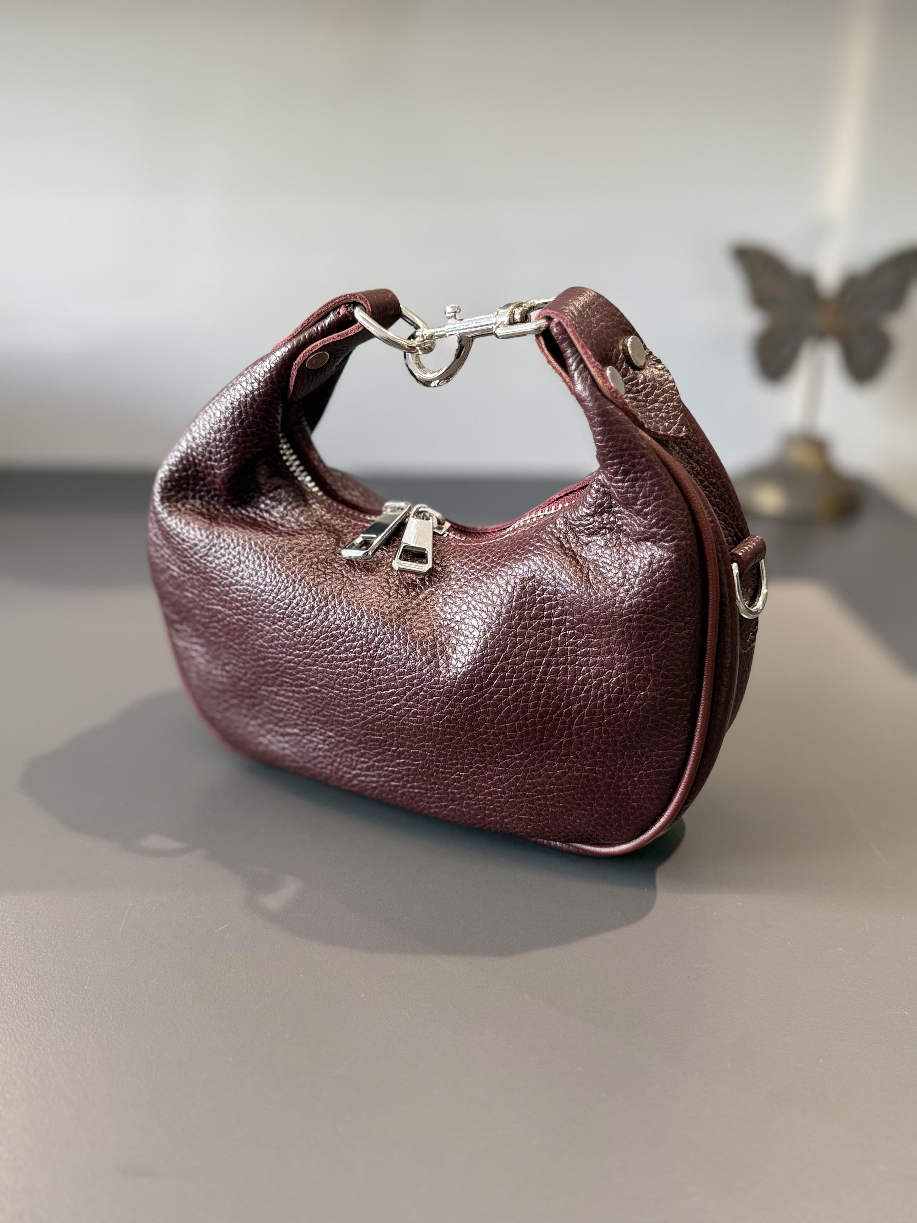 Bordo Mini Oval Çanta