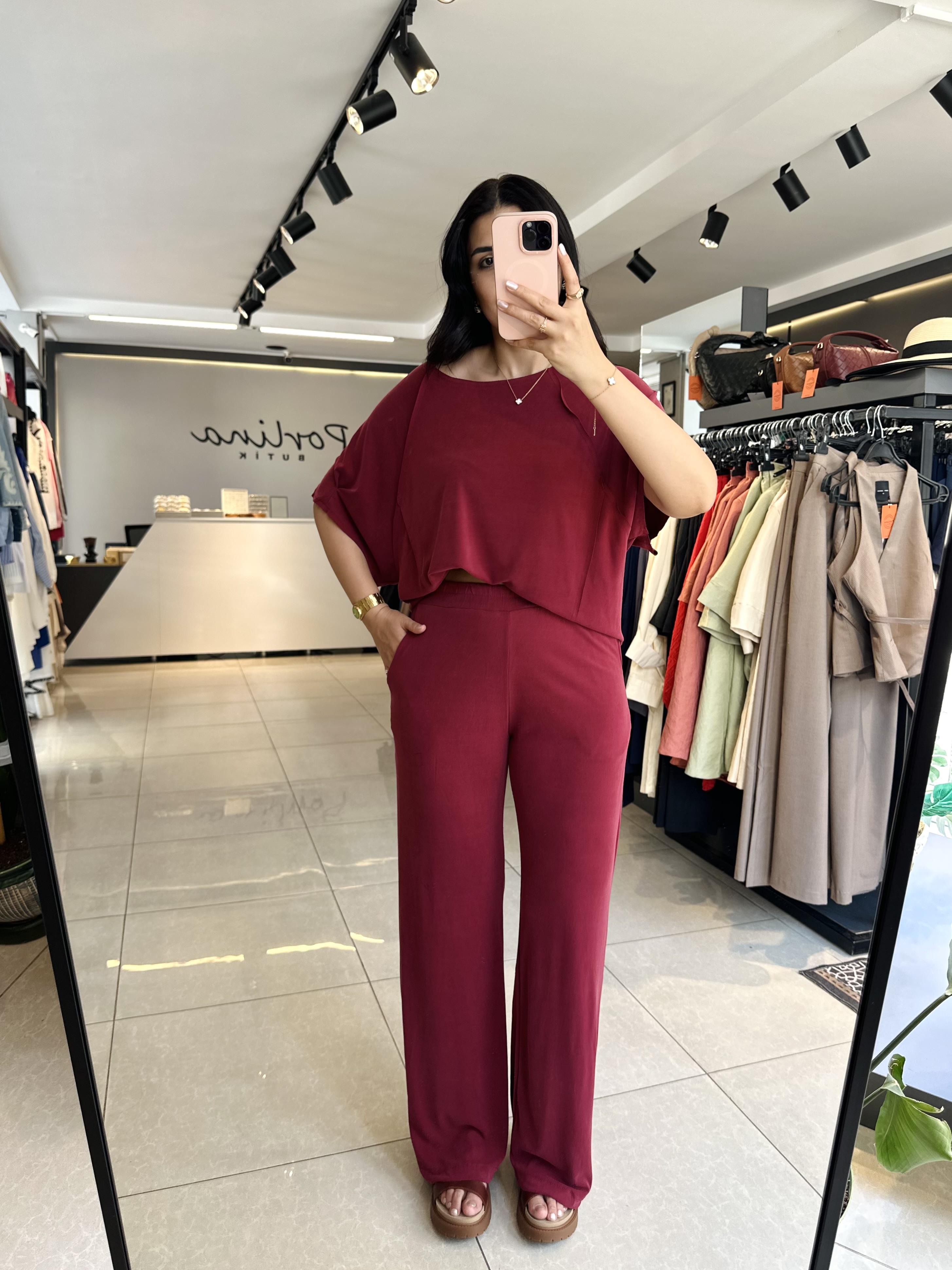 Bordo Ters Dikiş Modal Takım