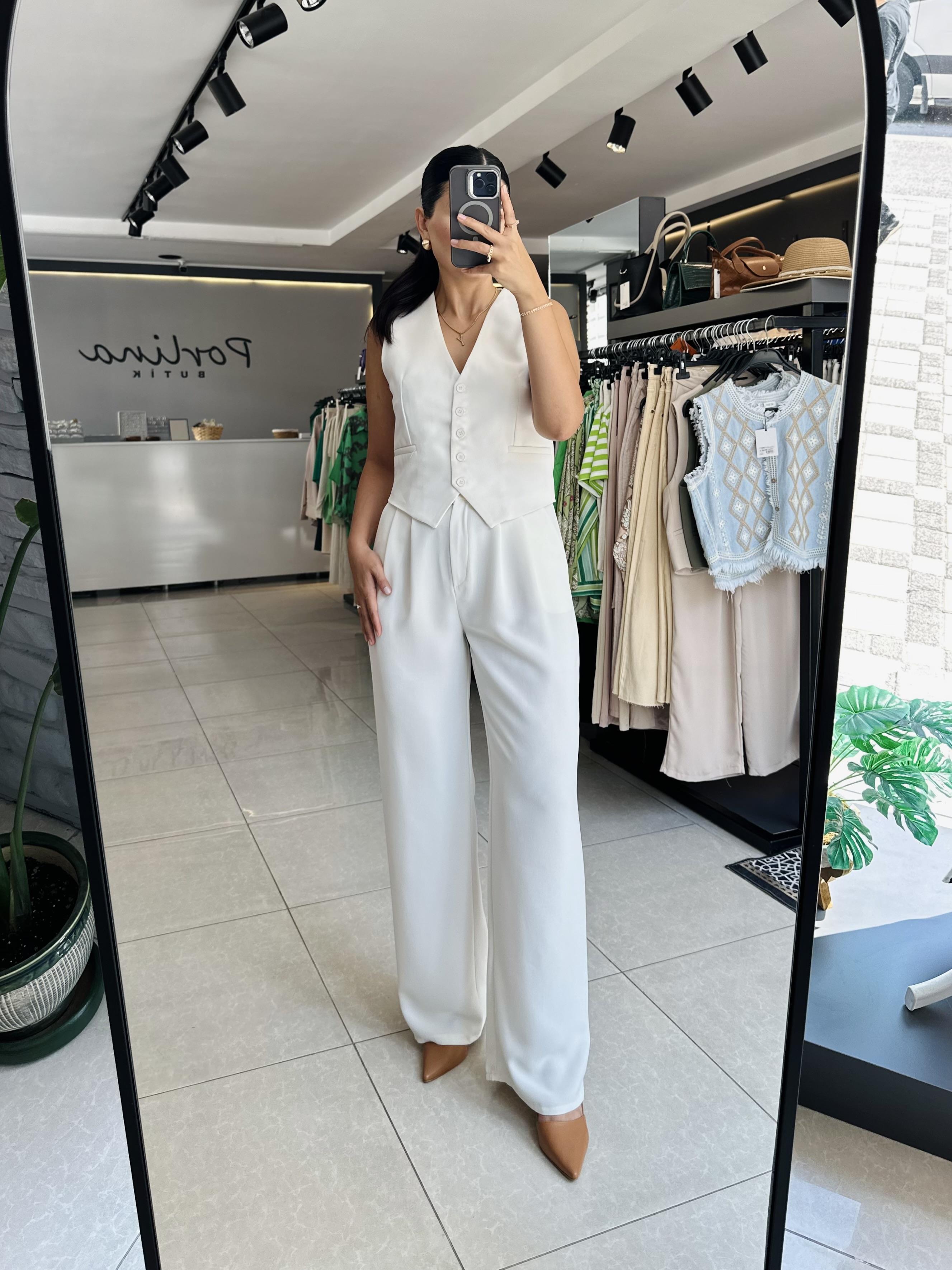 Ekru Premium Yelek Pantolon Takım