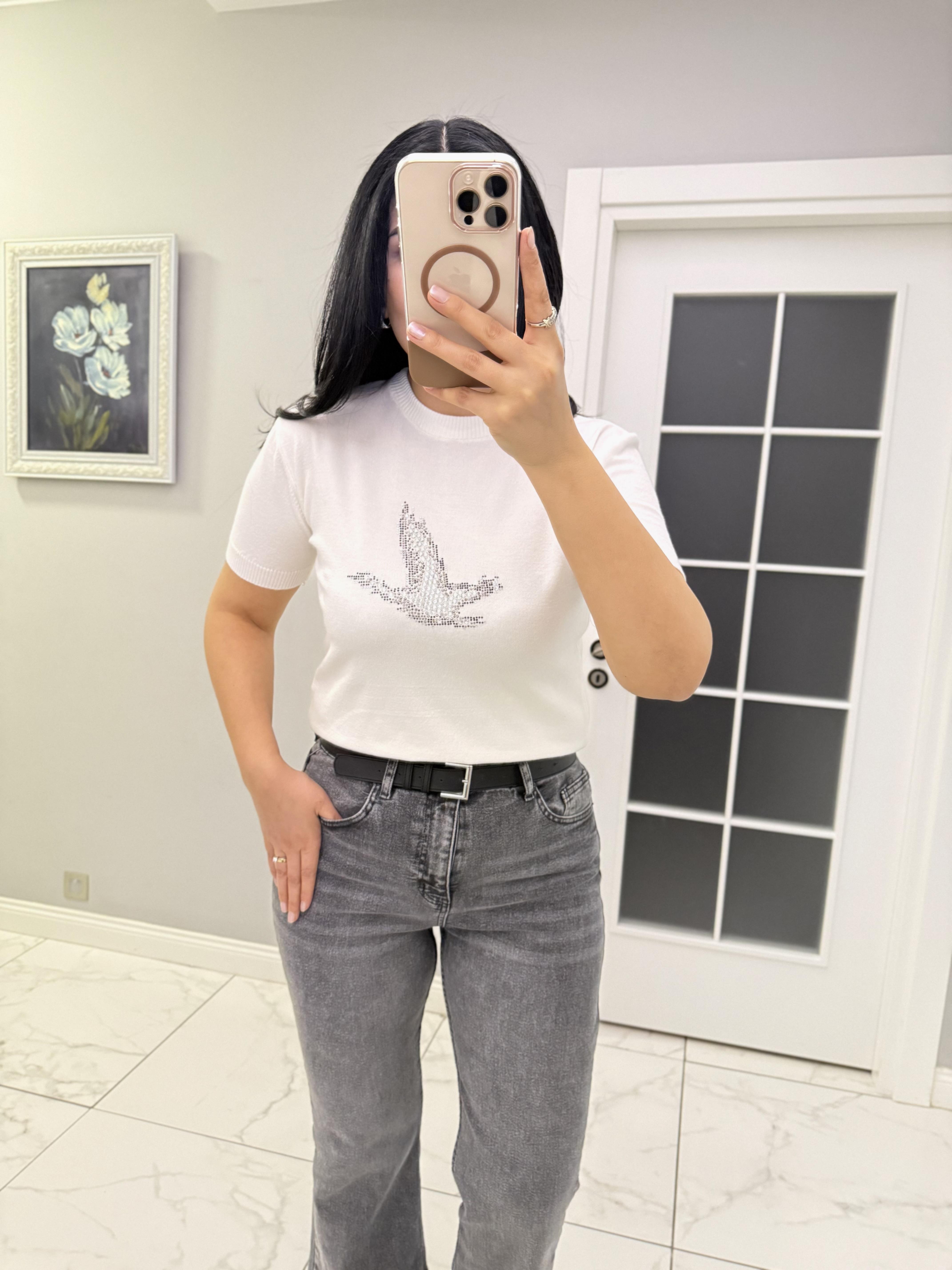 Ekru Taş Detaylı Marka Model Triko