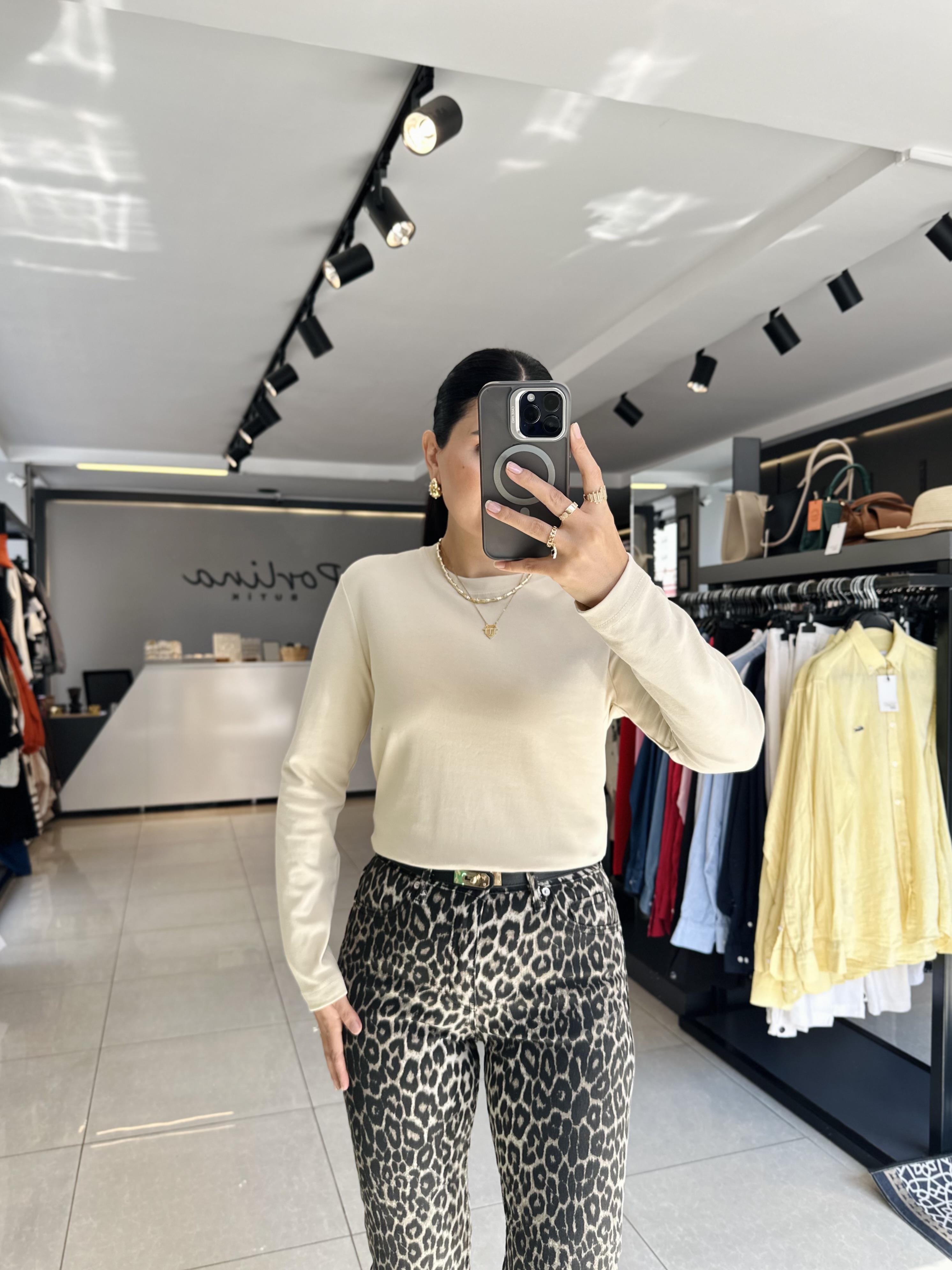 Krem Massimo Uzun Kol Basic Bluz