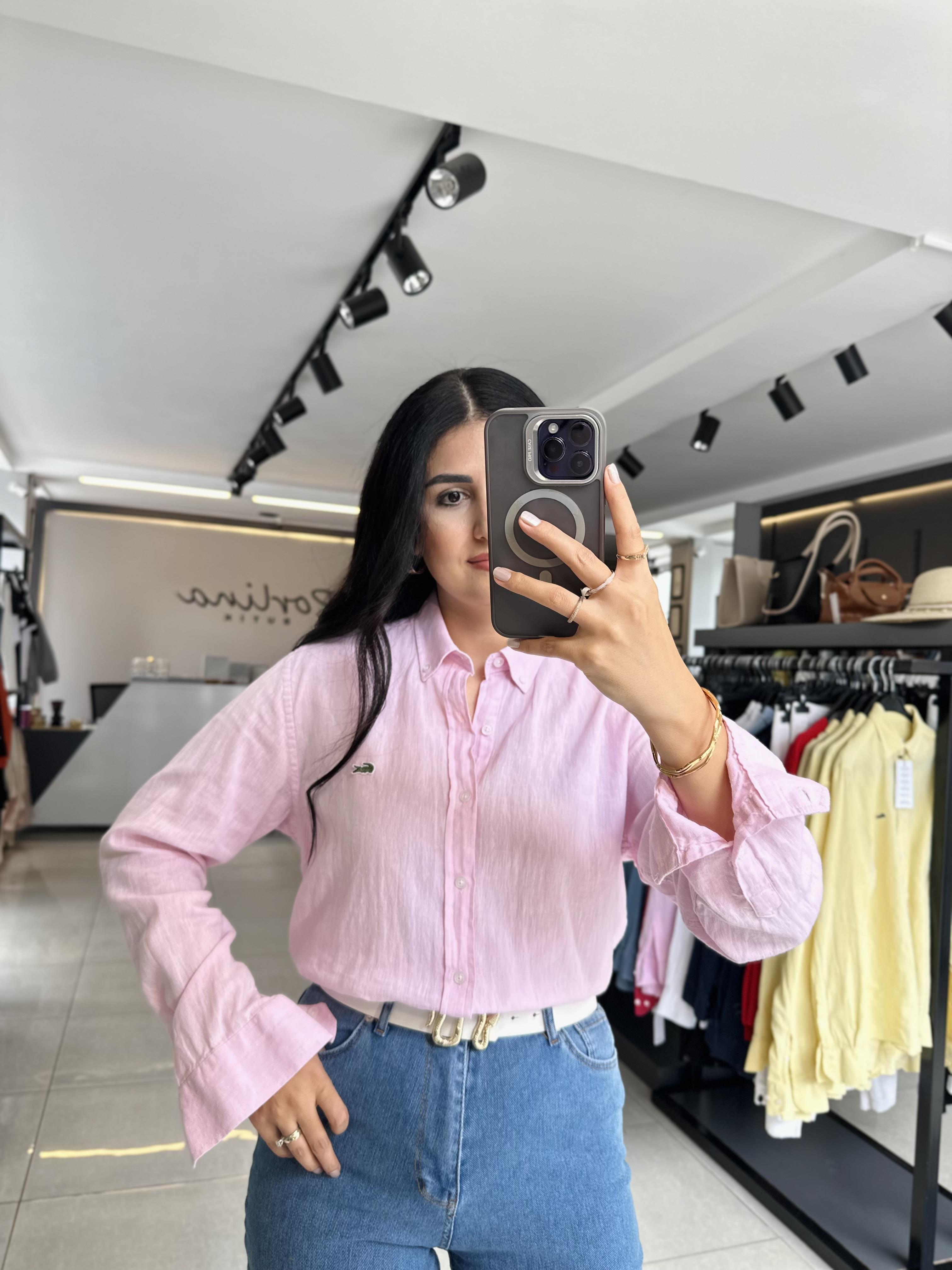 Pembe Keten Orjinal Marka Gömlek