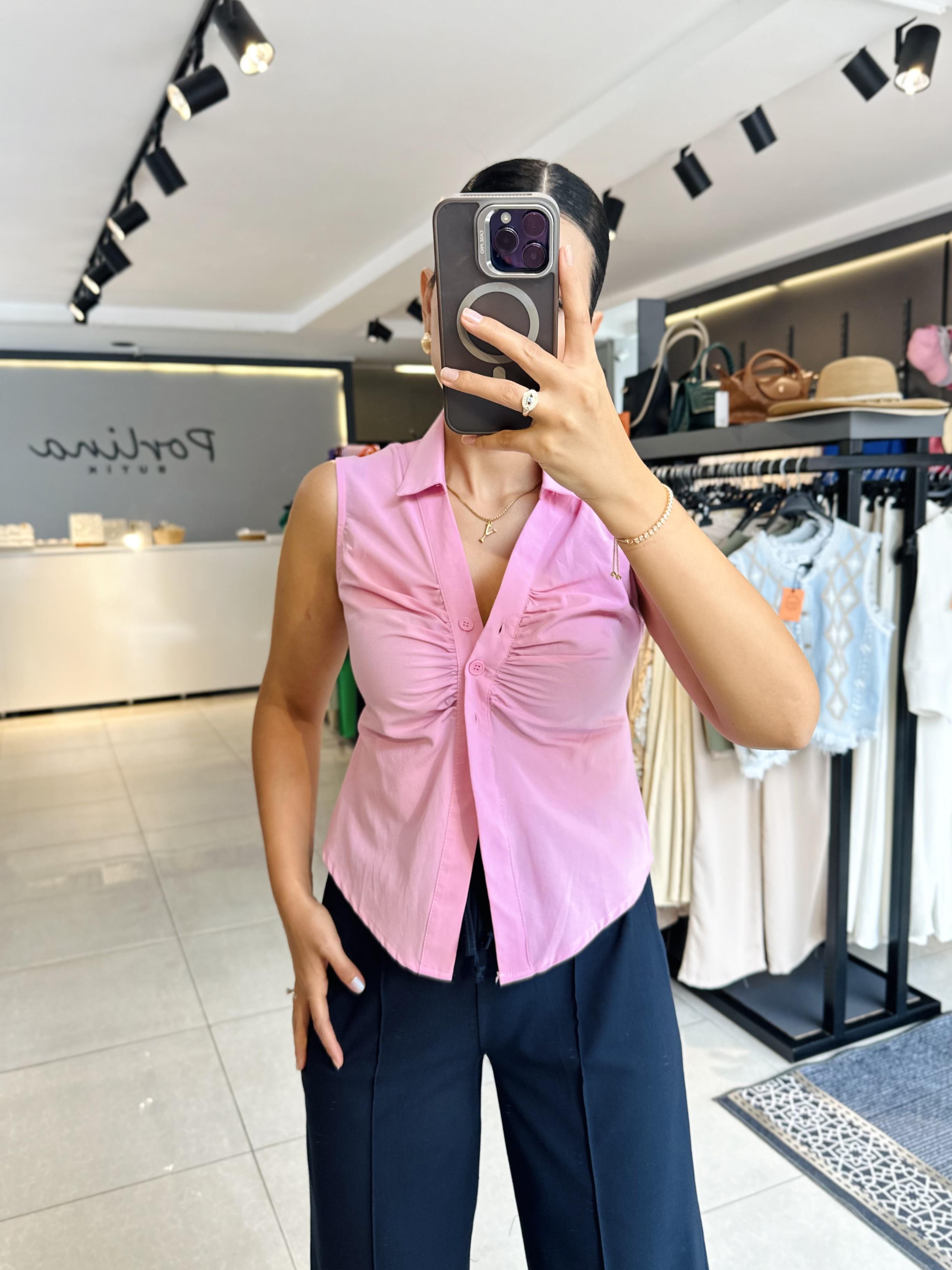 Pembe Poplin Kumaş Gömlek