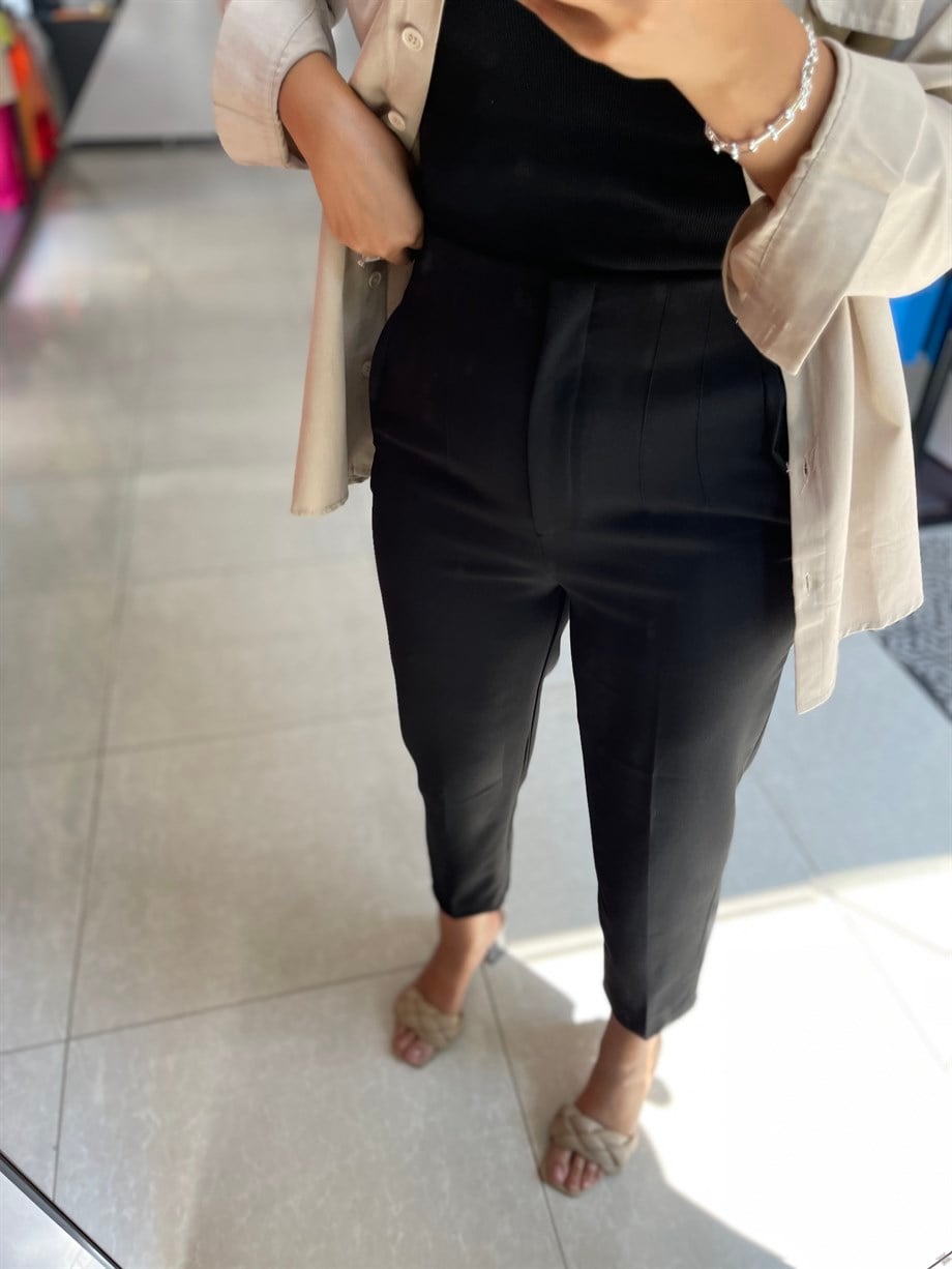 Siyah Pensli Havuç Pantolon