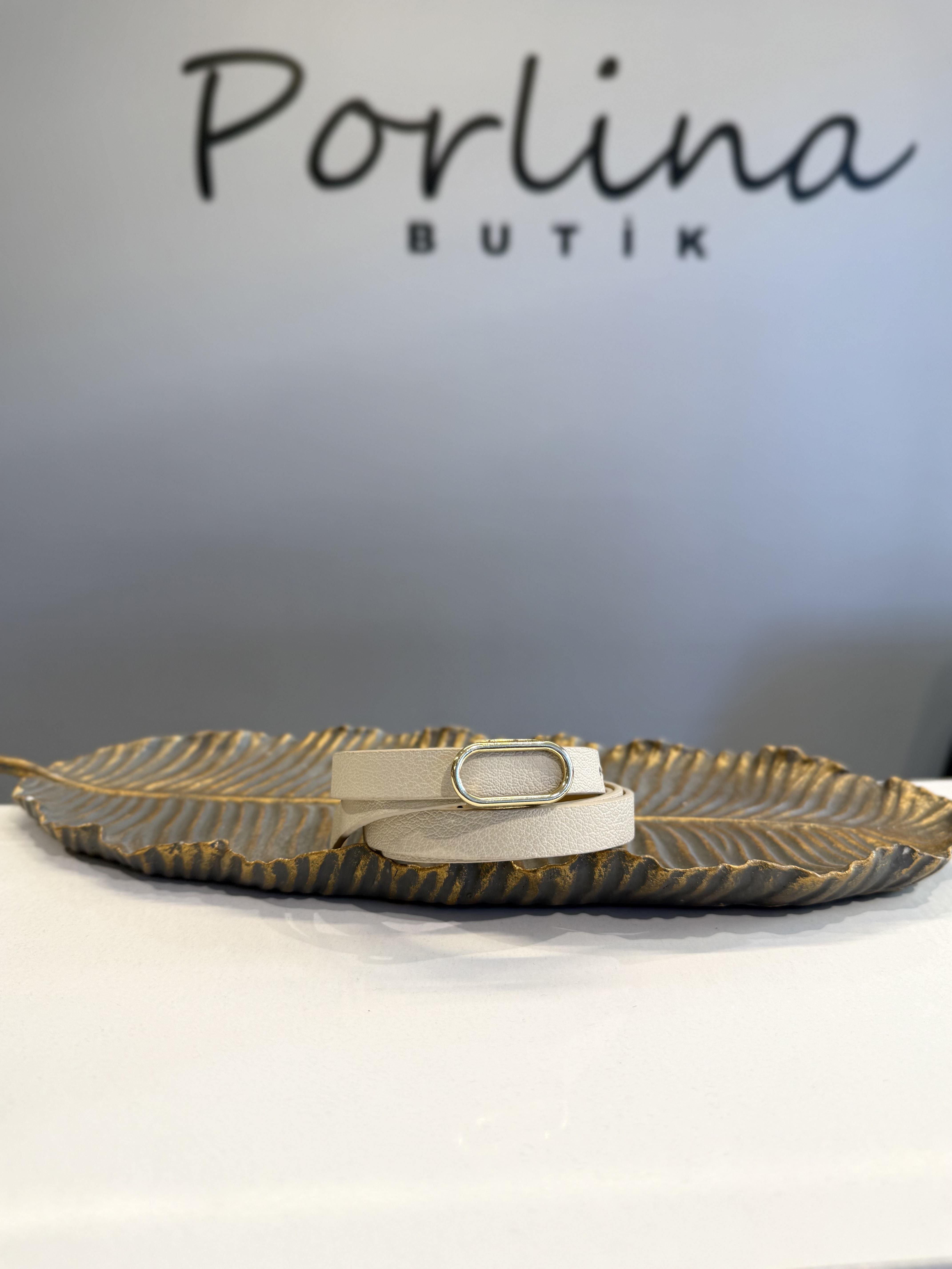 Taş Renk Oval Gold Tokalı Kemer