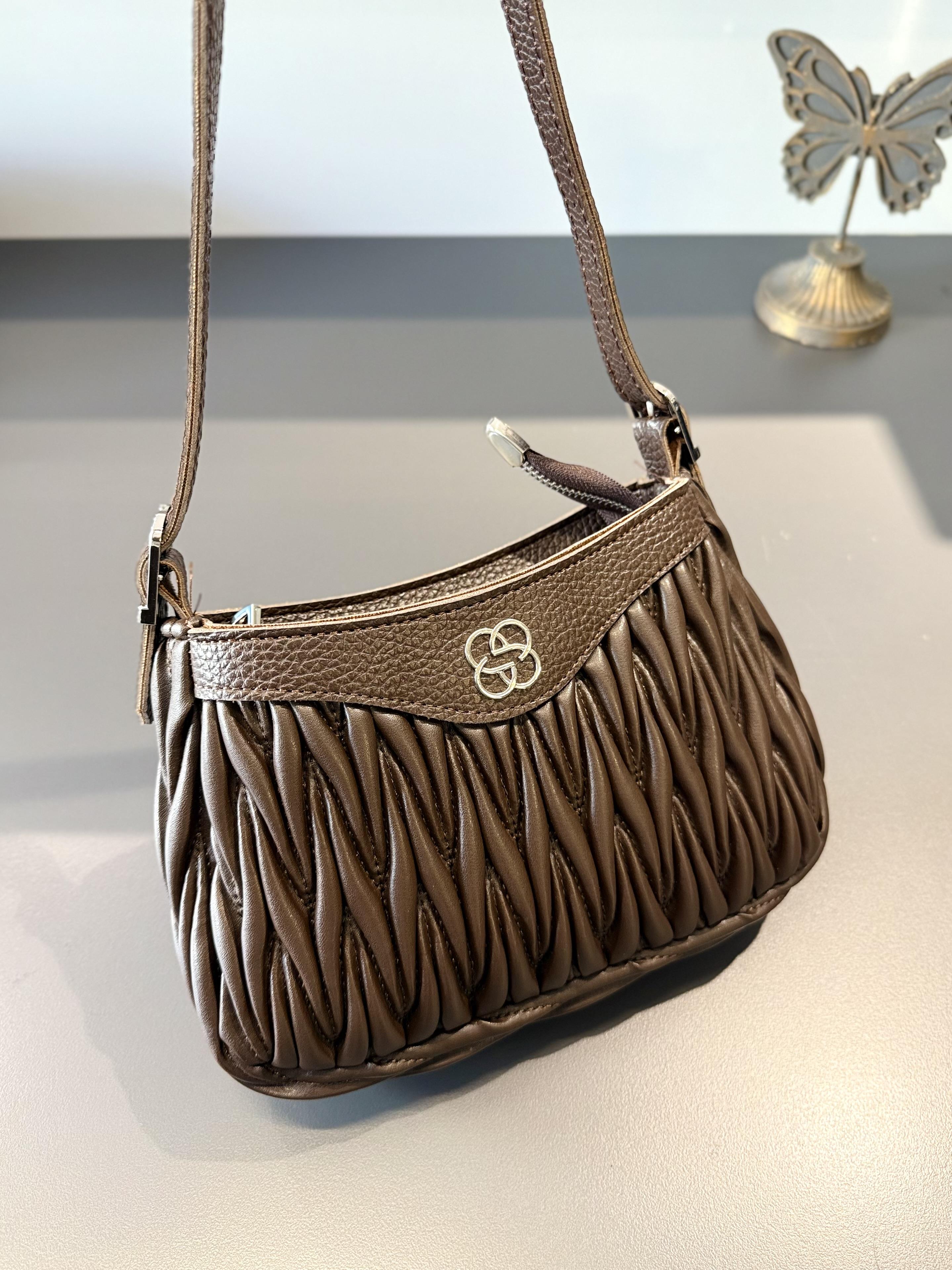 Acı Kahve Fermuarlı Omuz Çanta