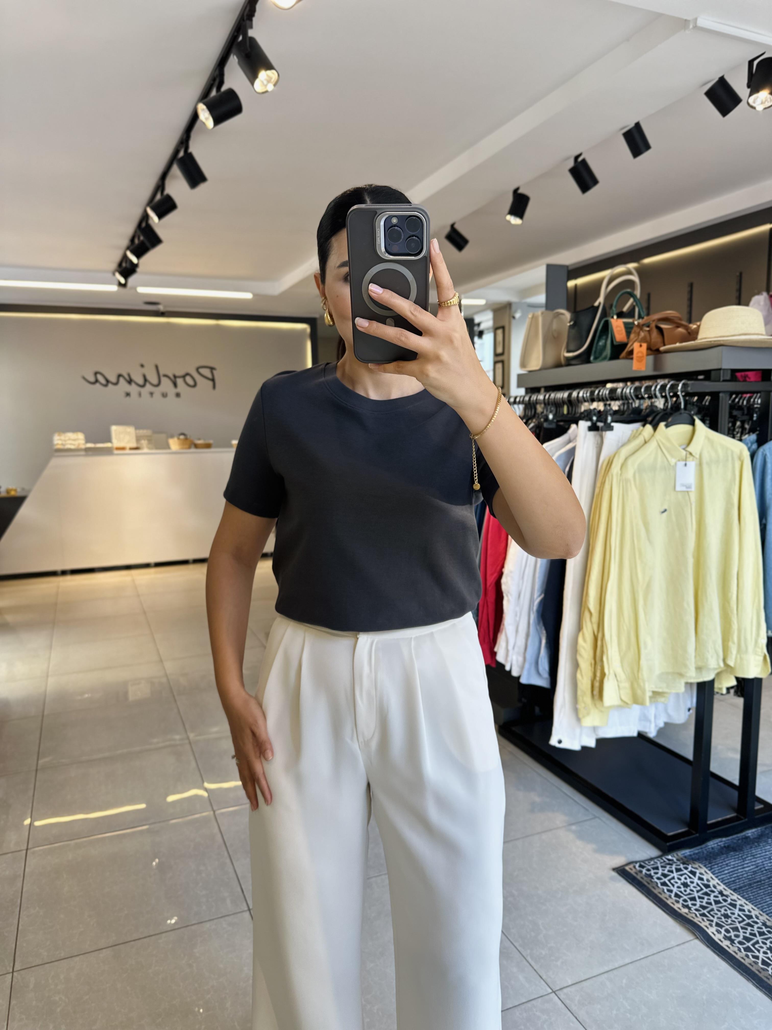 Antrasit Bisiklet Yaka Dilvin Tshirt