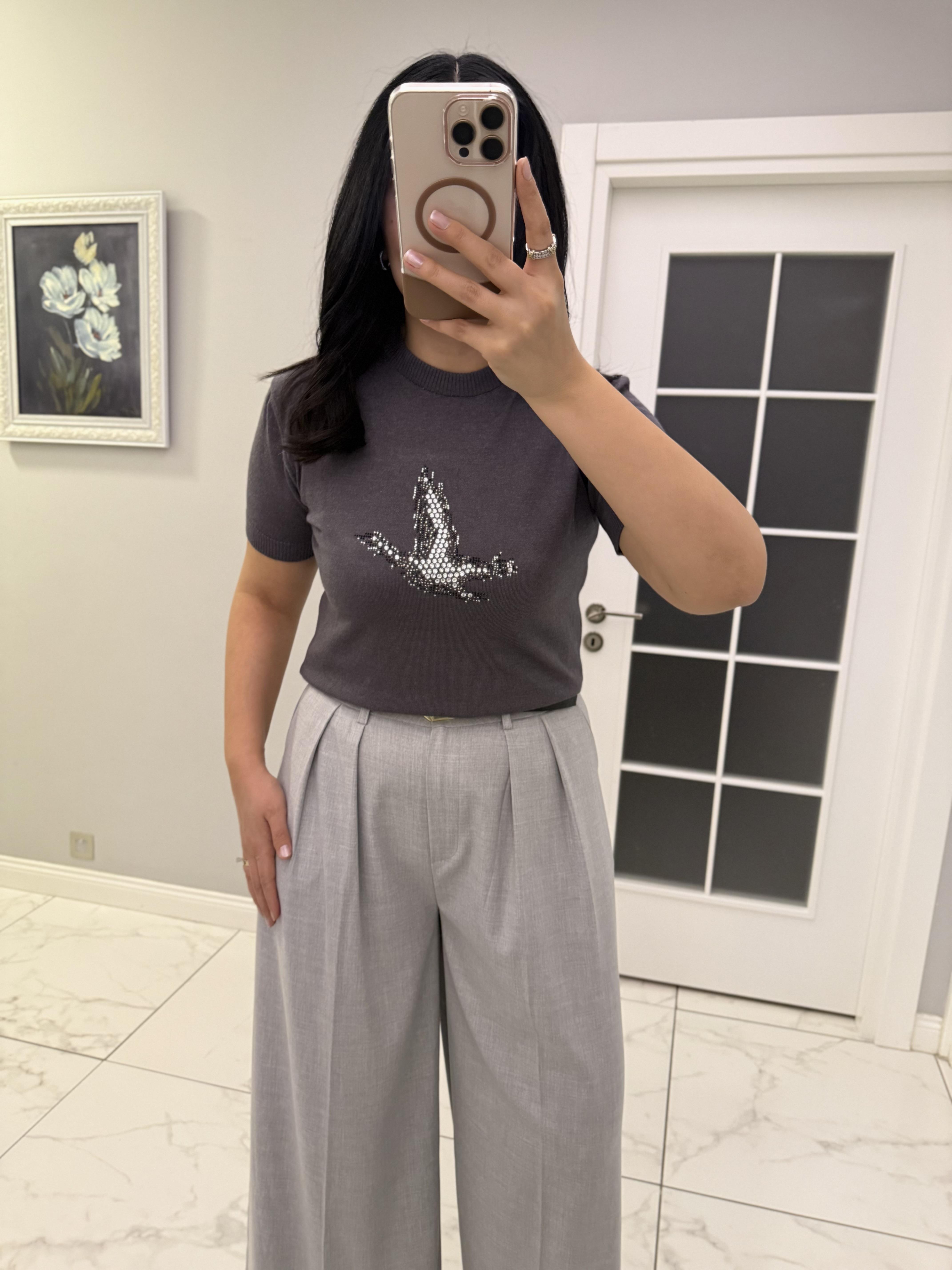 Antrasit Taş Detaylı Marka Model Triko