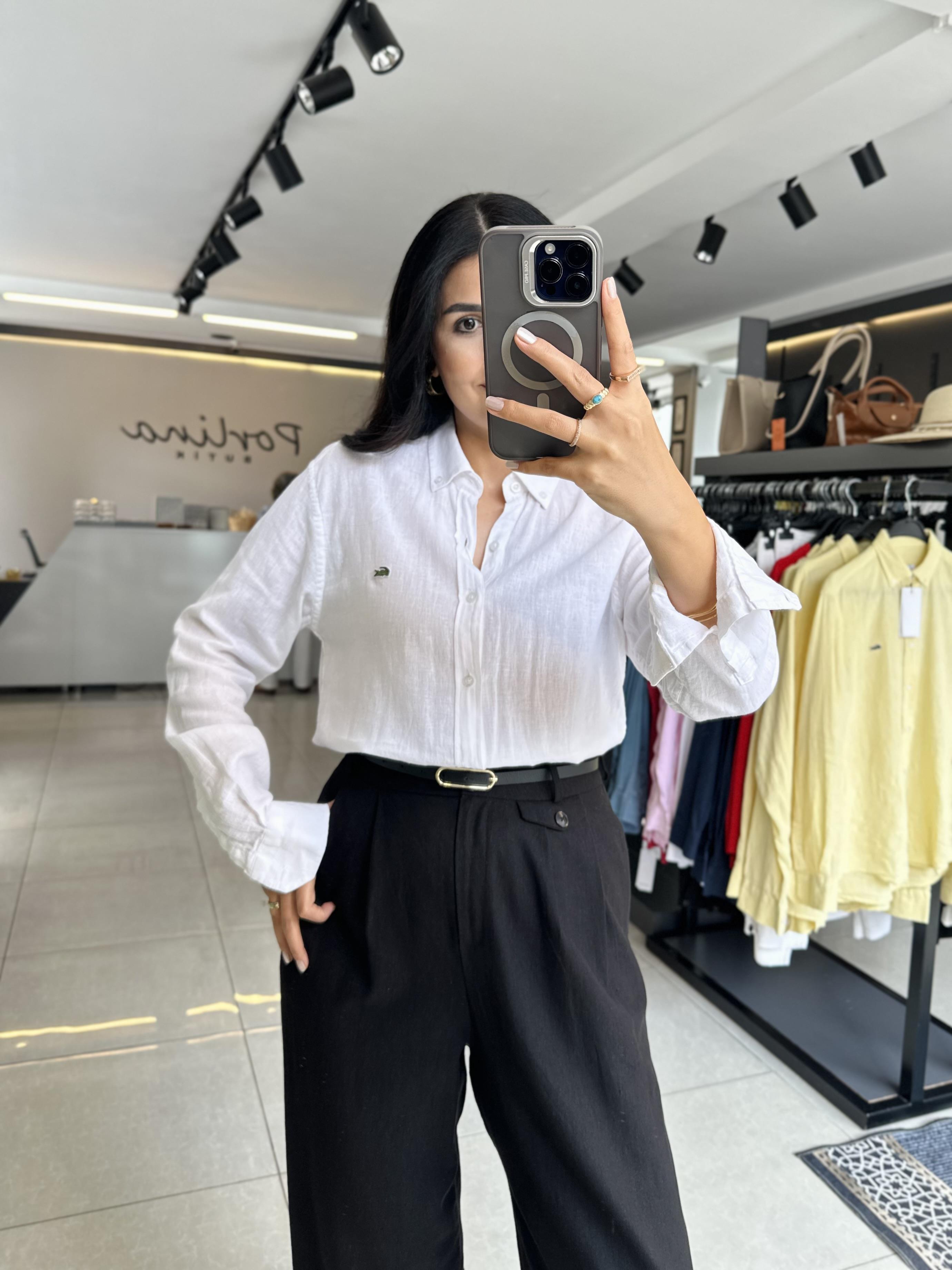 Beyaz Keten Orjinal Marka Gömlek