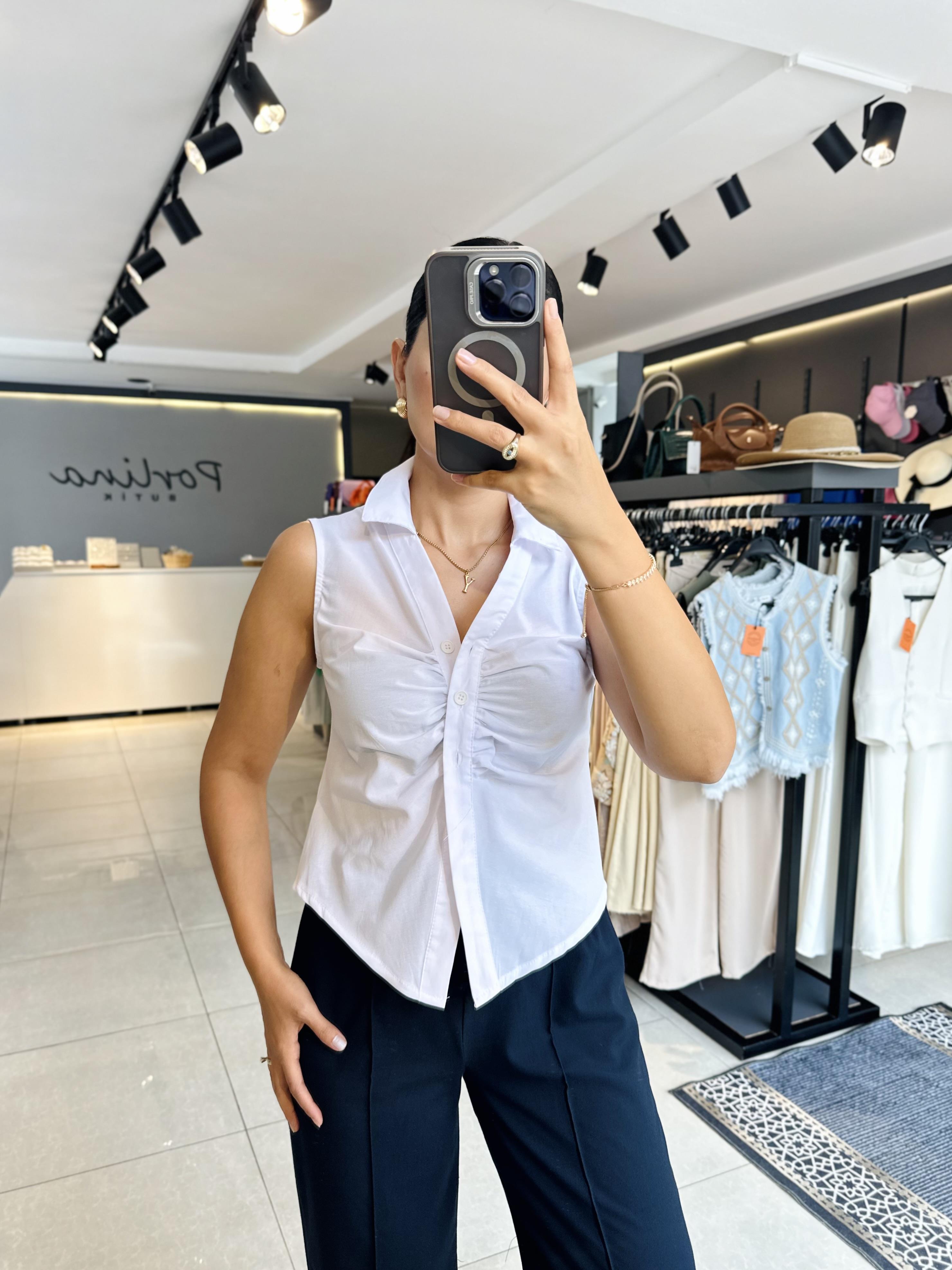 Beyaz Poplin Kumaş Elbise