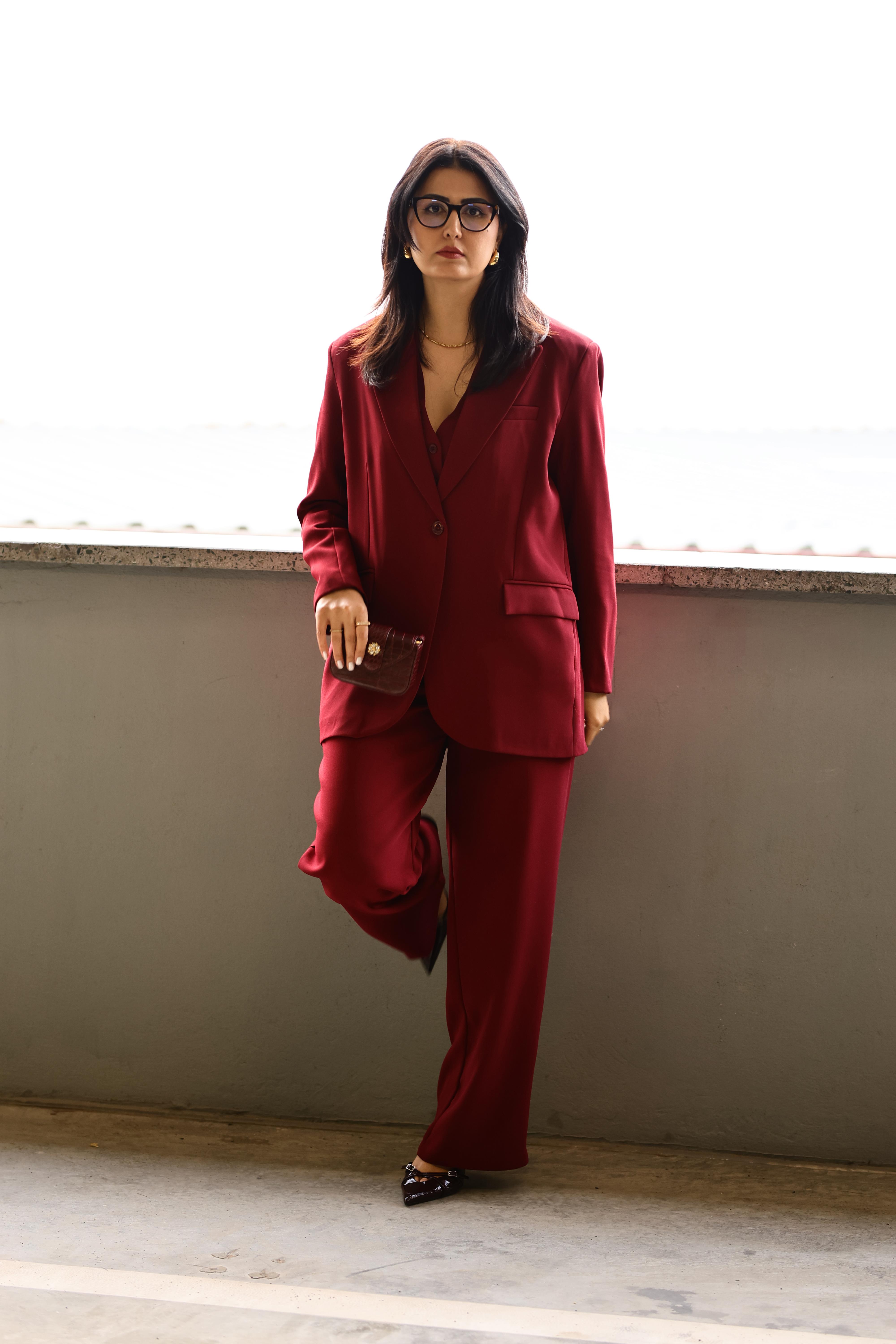 Bordo Düğmeli Premium Yelek