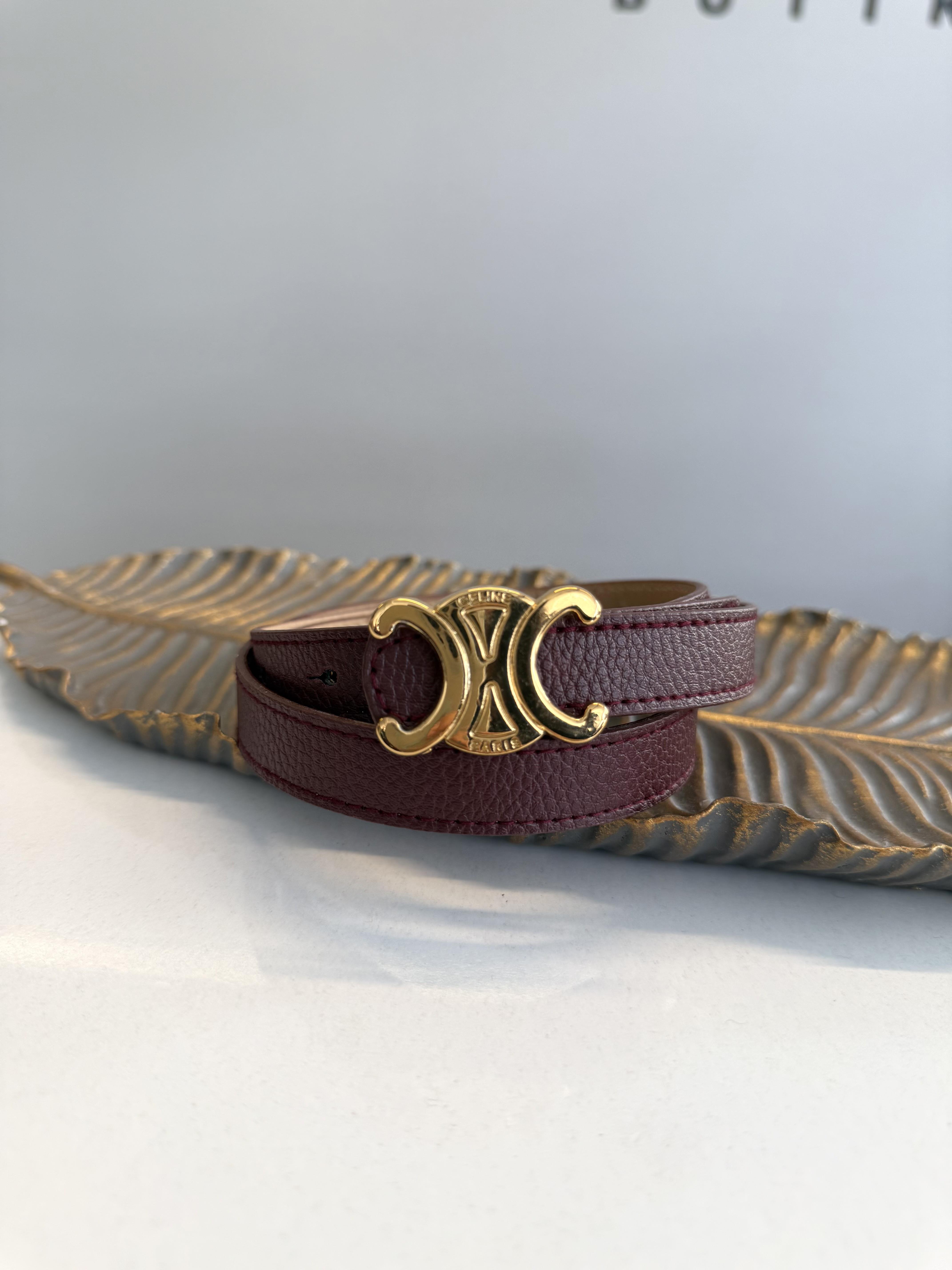 Bordo Gold Celine Tokalı Kemer