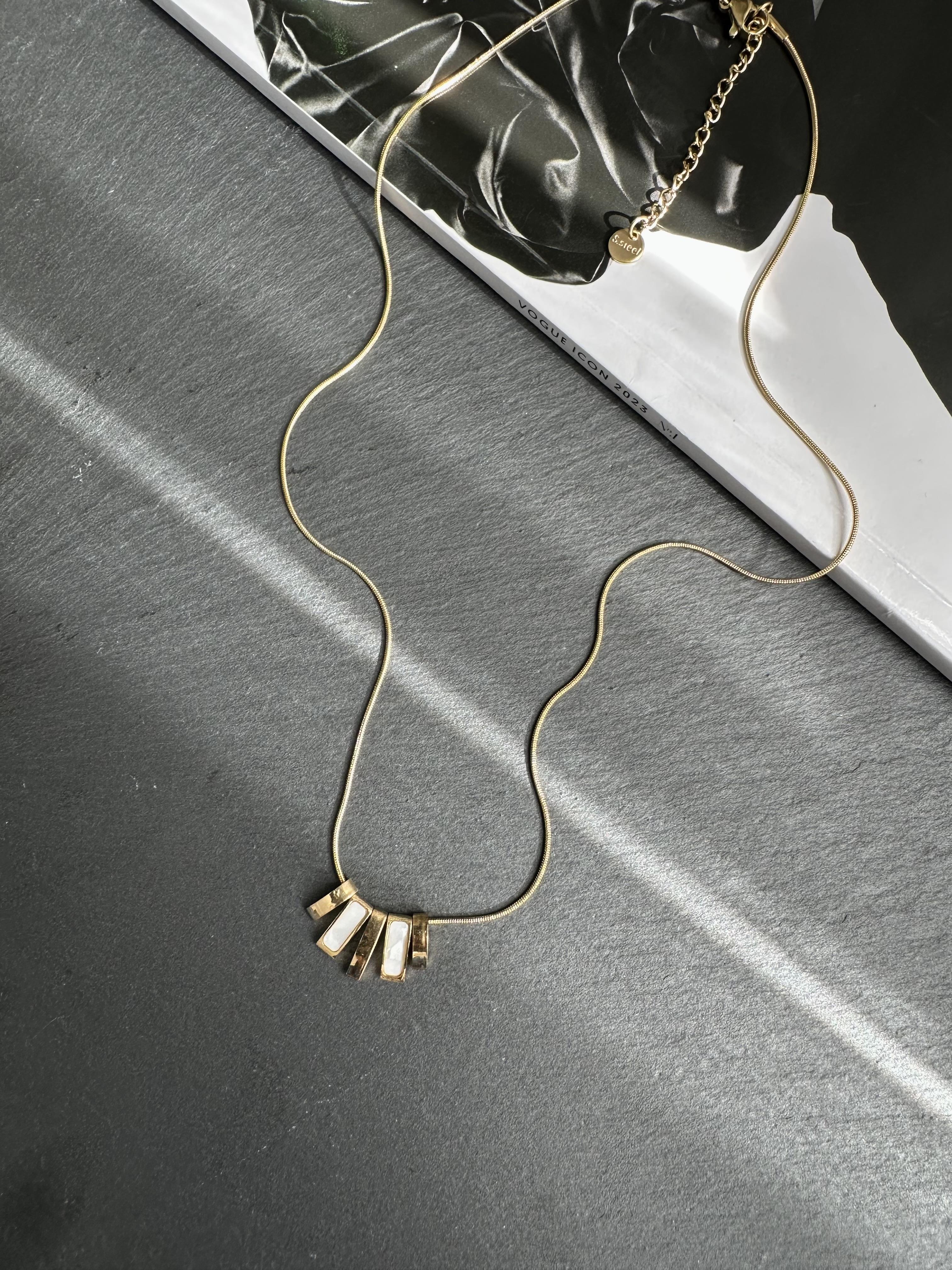 Gold Çelik Minimal Çoklu Kolye