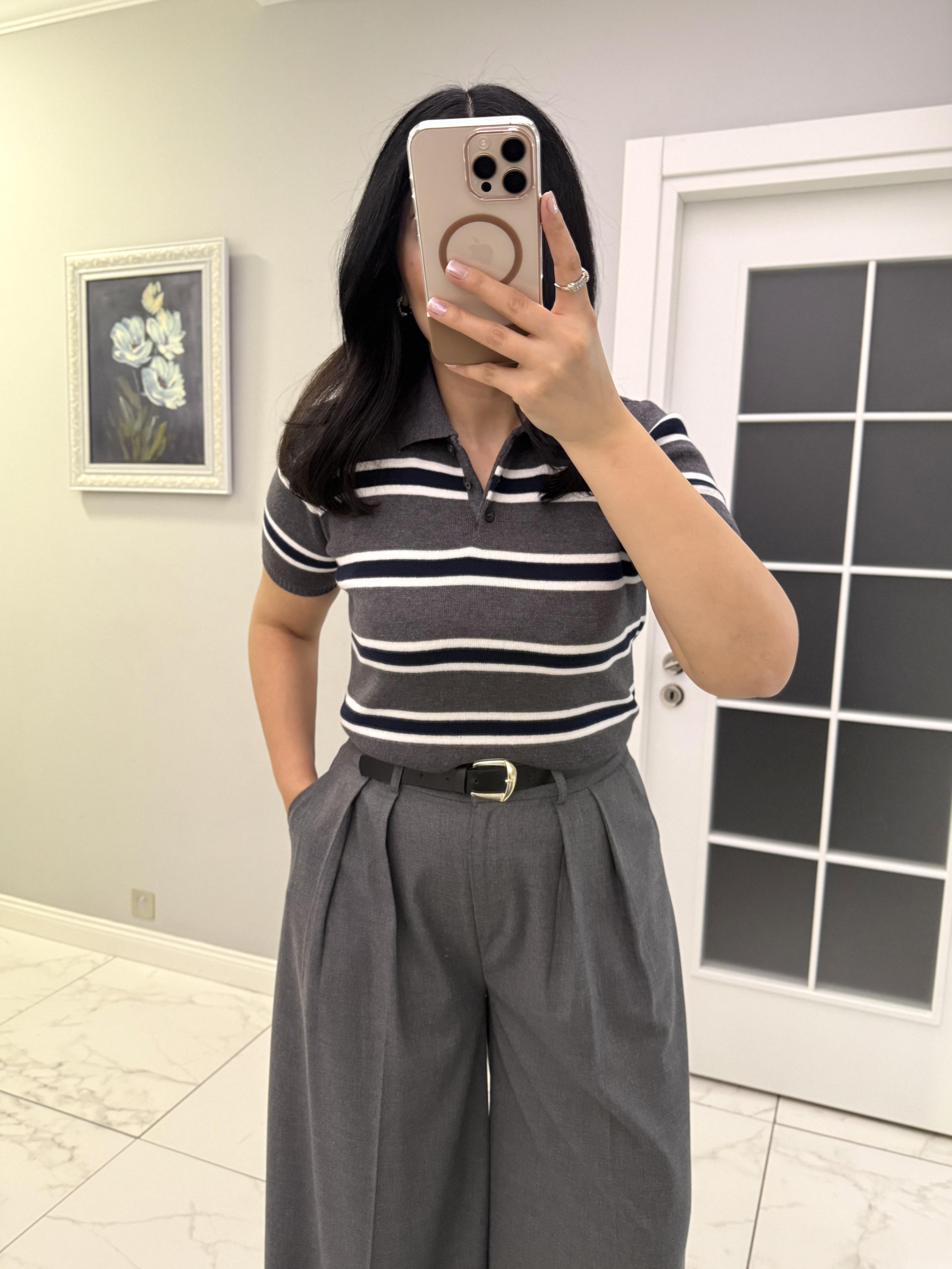 Gri Polo Yaka Massi Triko