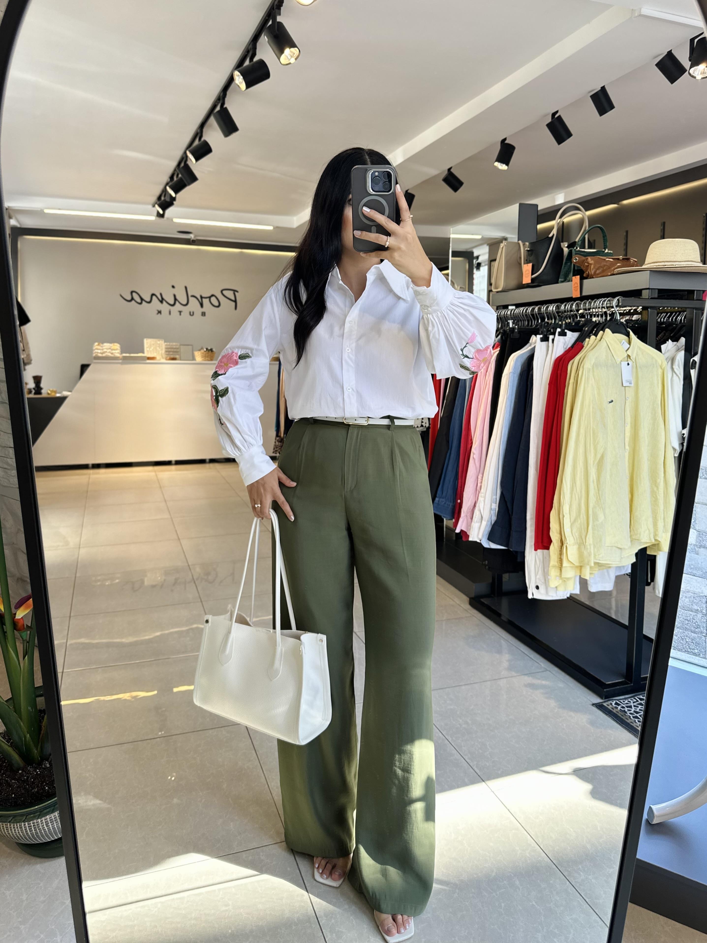 Haki Maskülen Bol Paça Pantolon