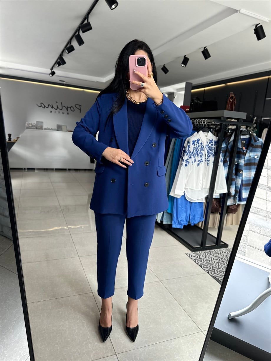 Lacivert Pensli Havuç Pantolon