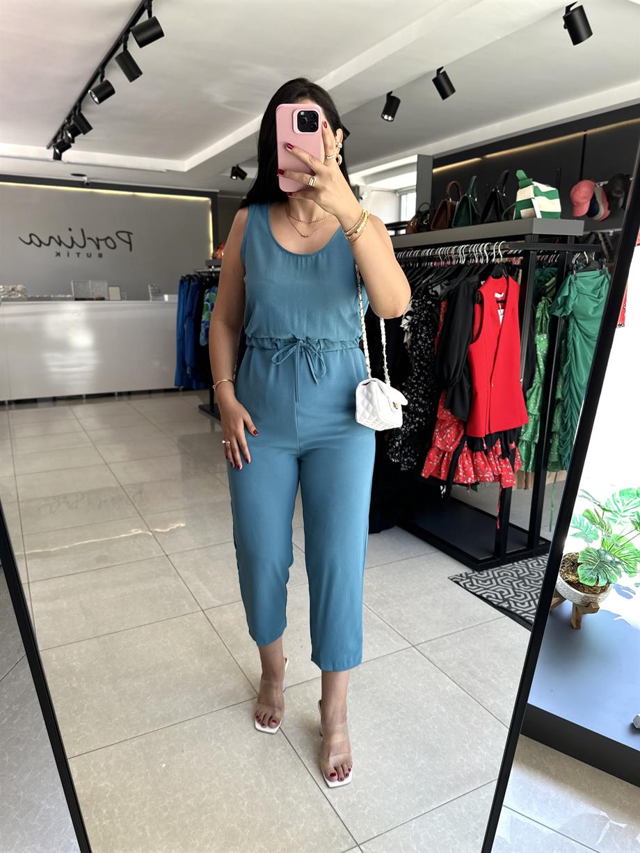 Mavi İp Sıkmalı Tulum