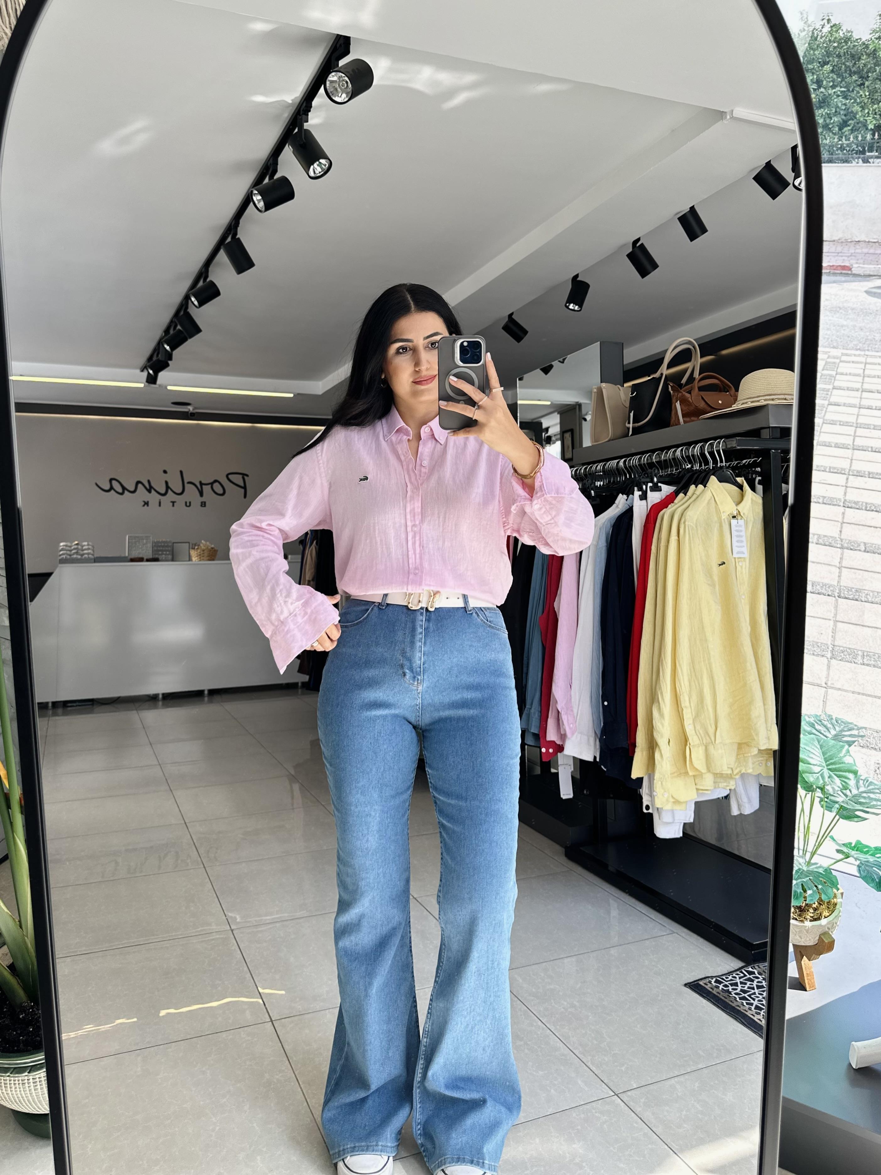 Mavi Likralı İspanyol Jean