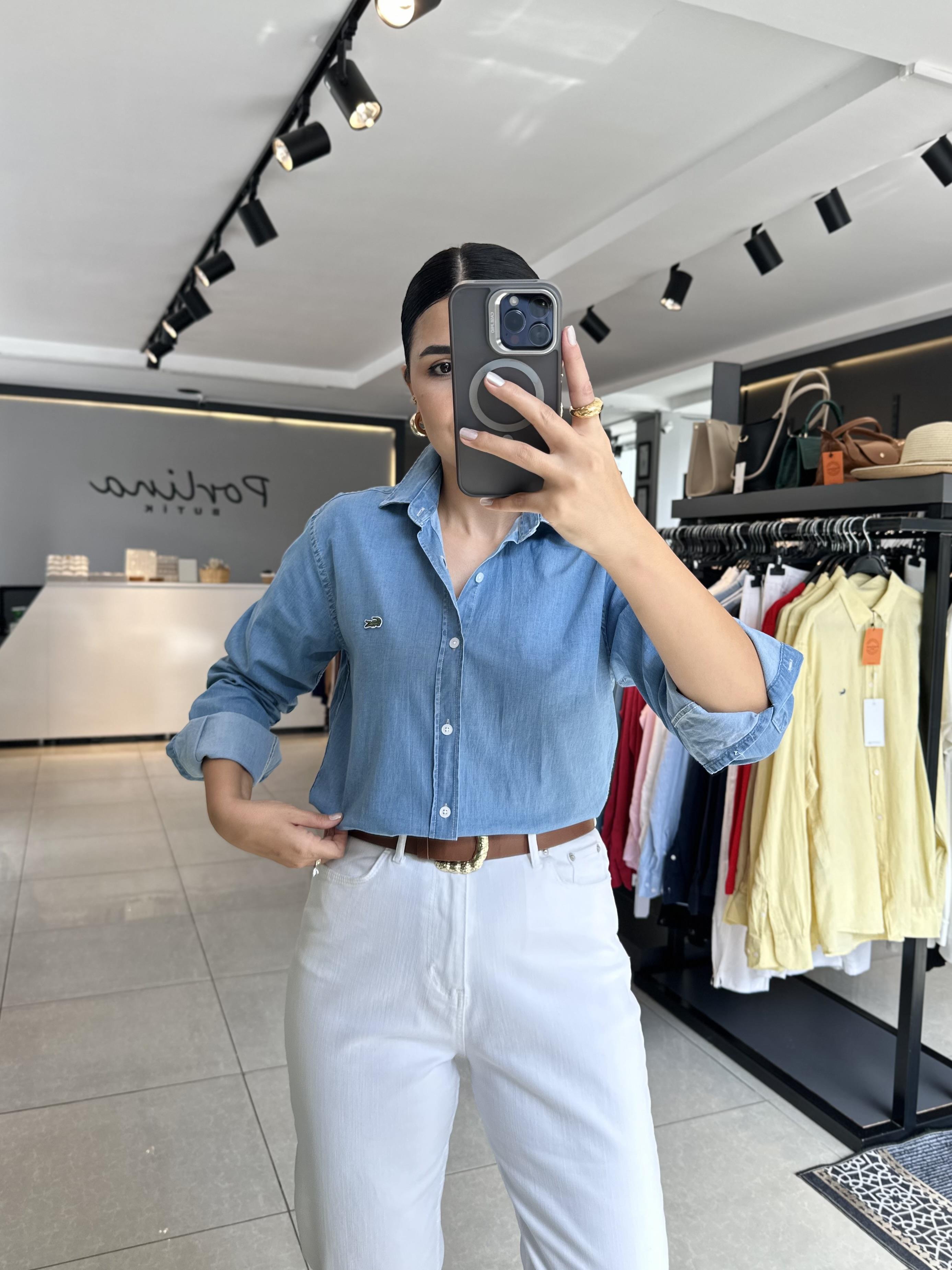 Mavi Orjinal Marka Tensel Kot Gömlek