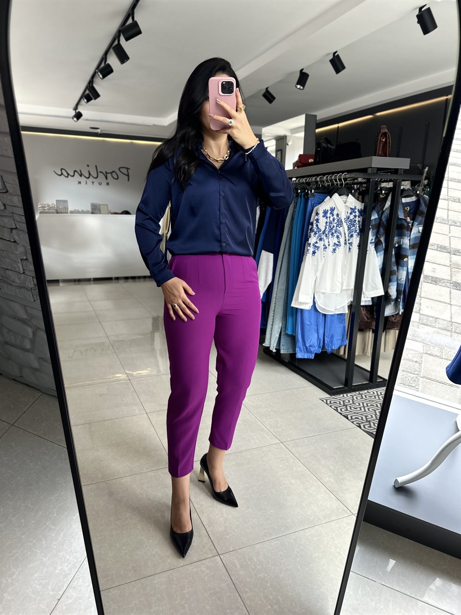 Mor Pensli Havuç Pantolon