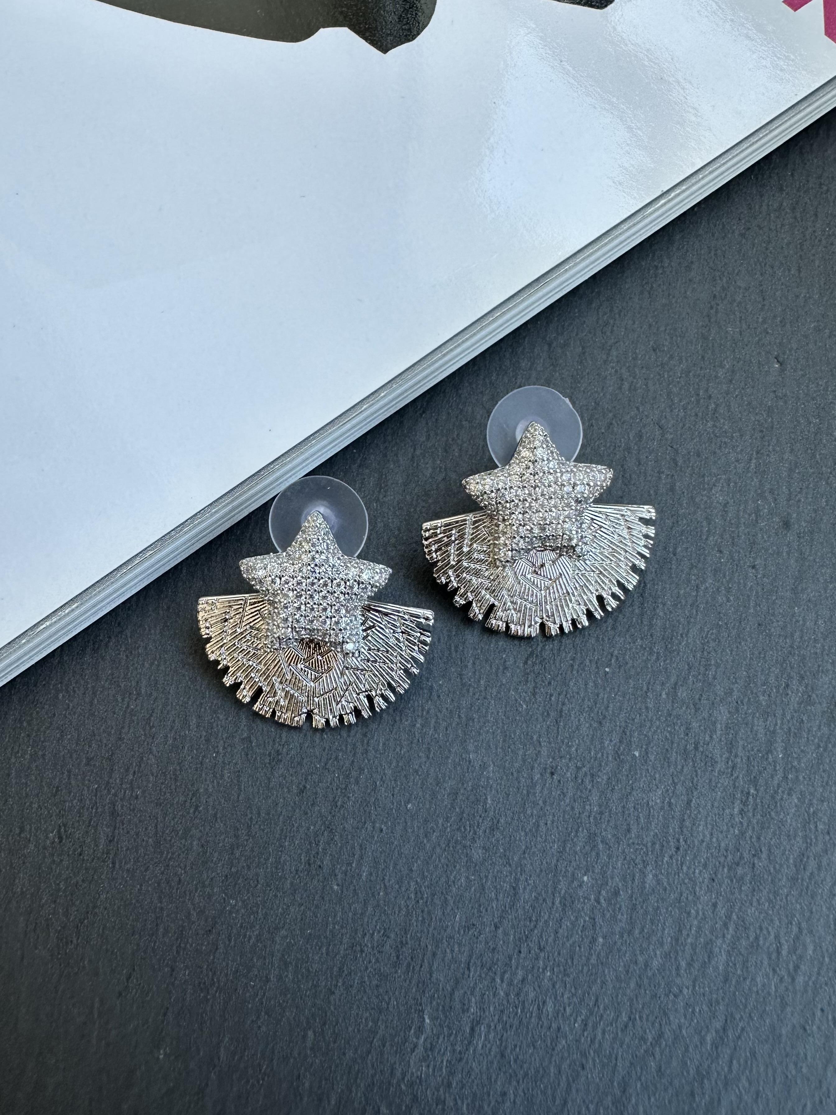 Silver Zirkon Taşlı Yıldız Küpe