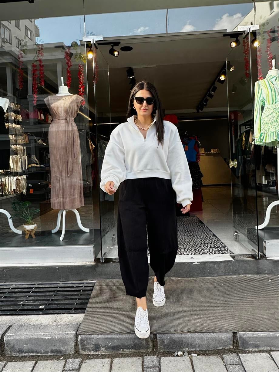 Siyah Gabardin Şalvar Pantolon