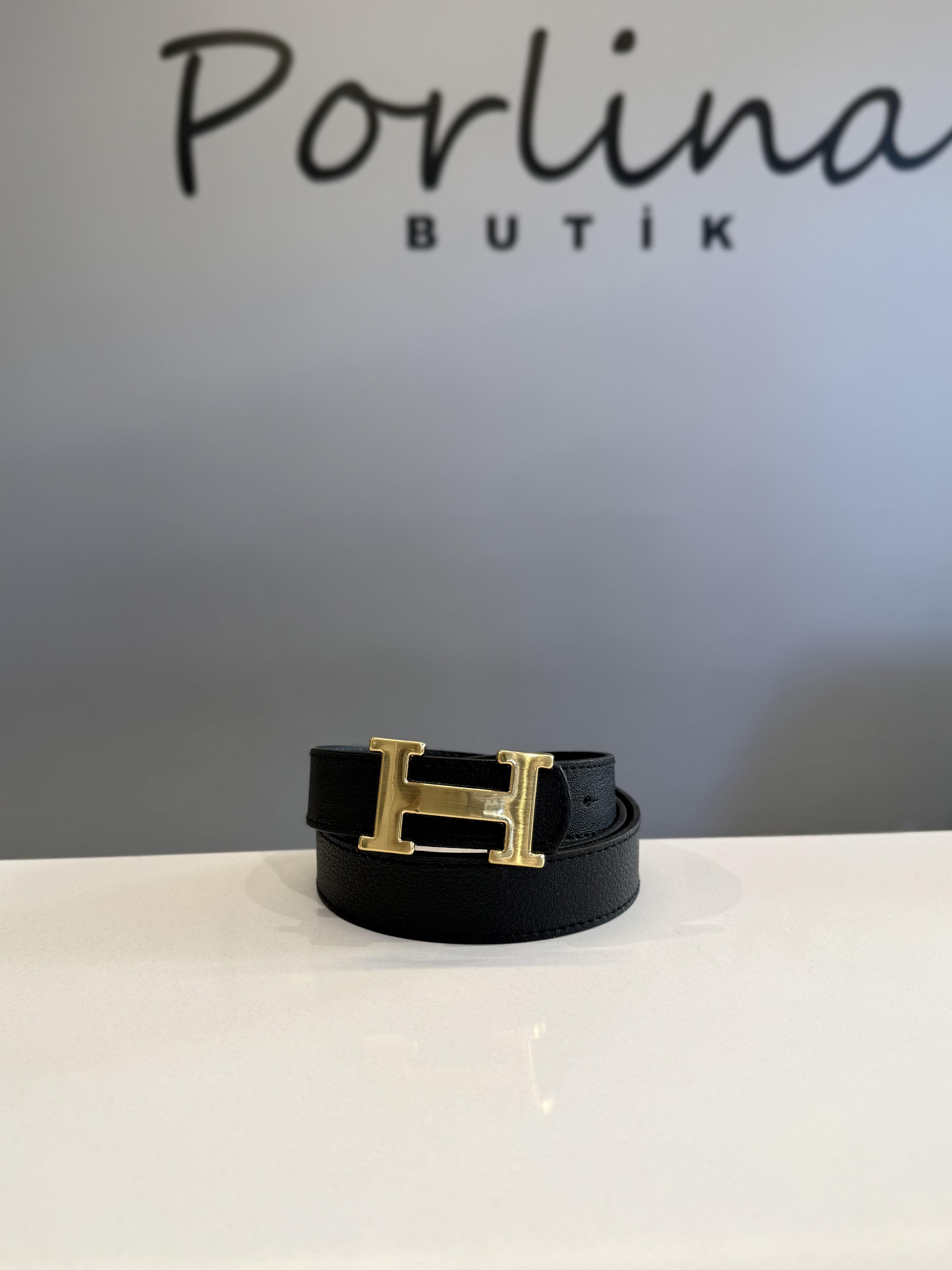 Siyah Gold Tokalı Kalın Kemer