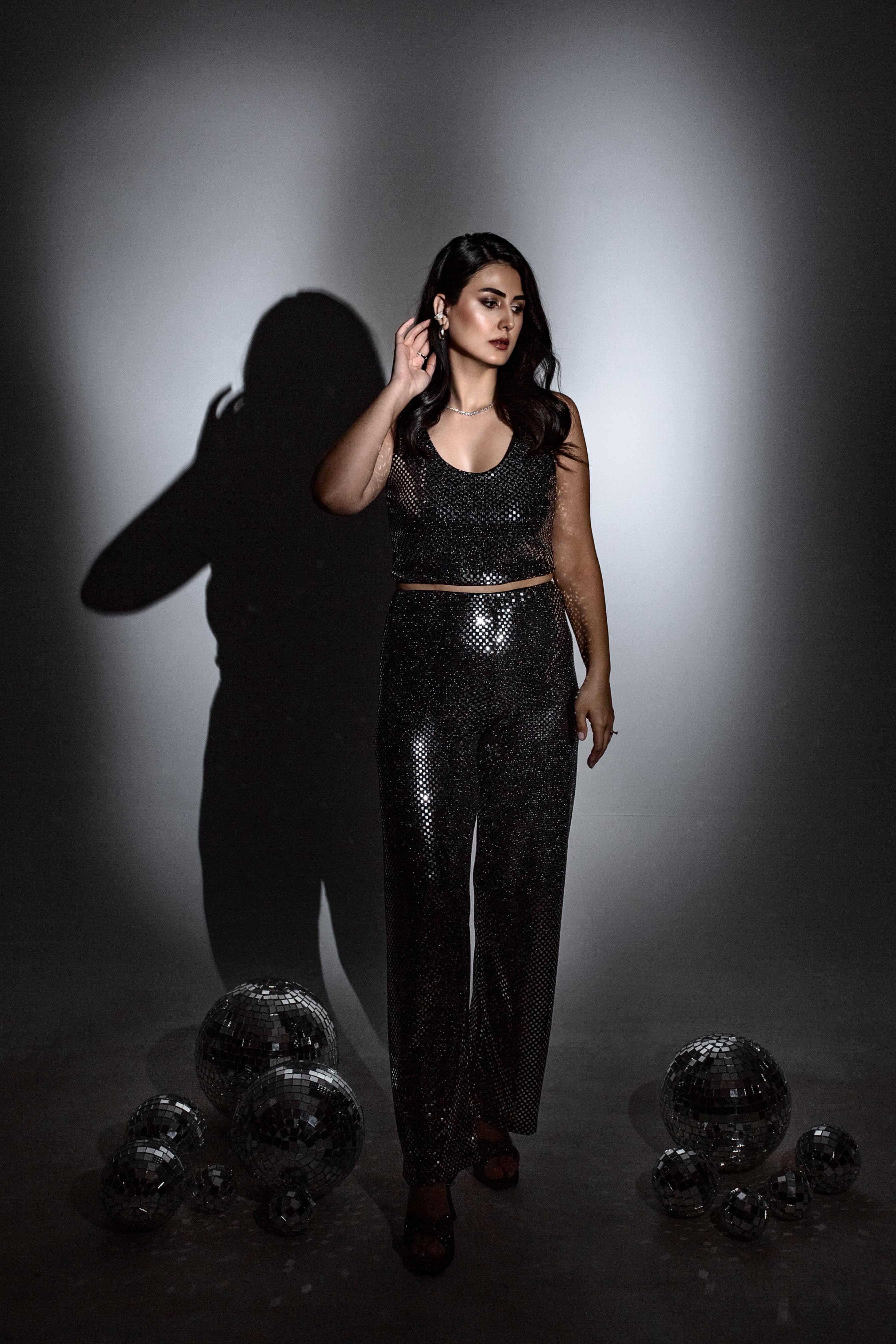 Siyah Pul Payetli Pantolon