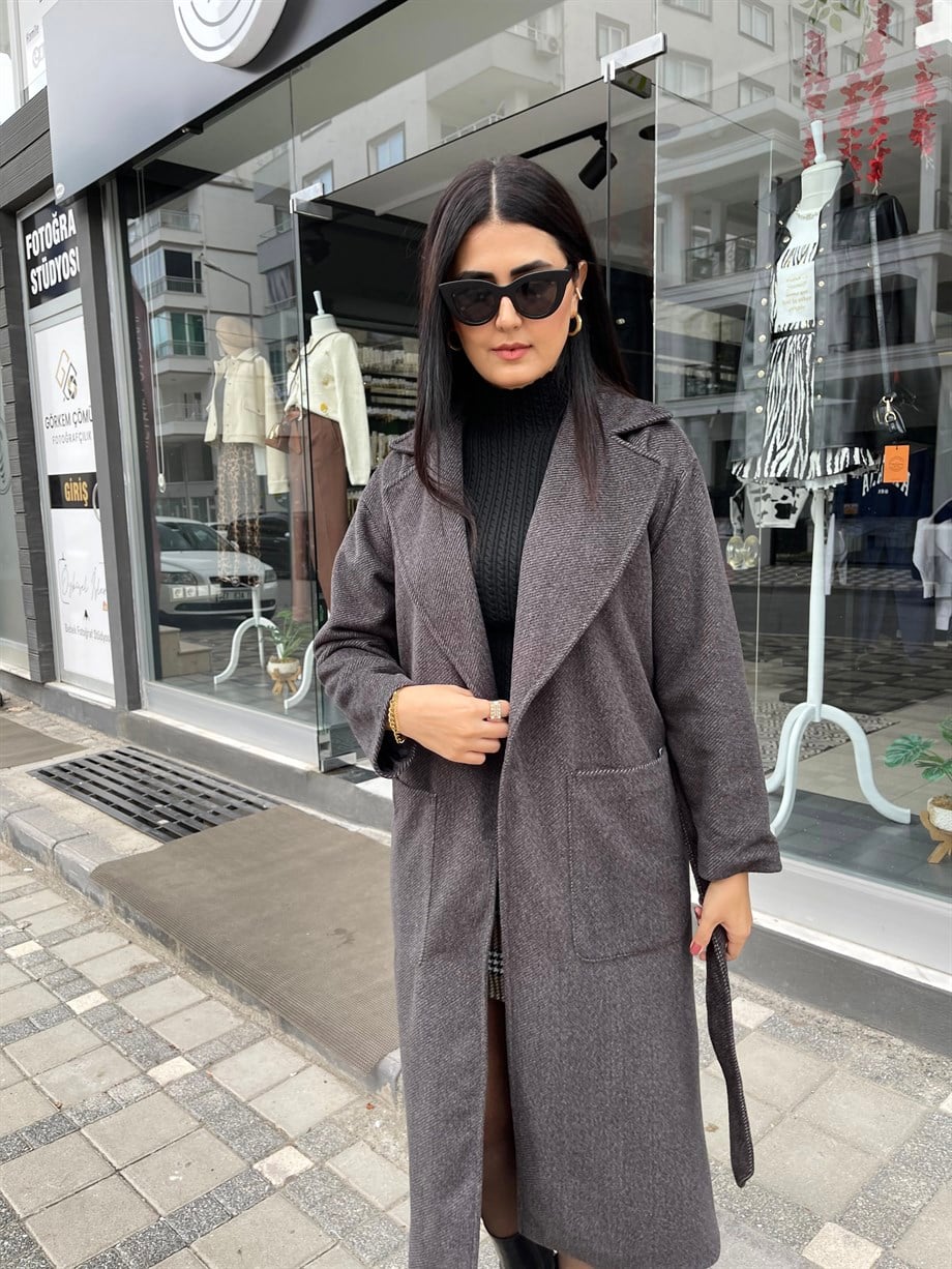 Siyah Torba Cep Kaşe Kaban