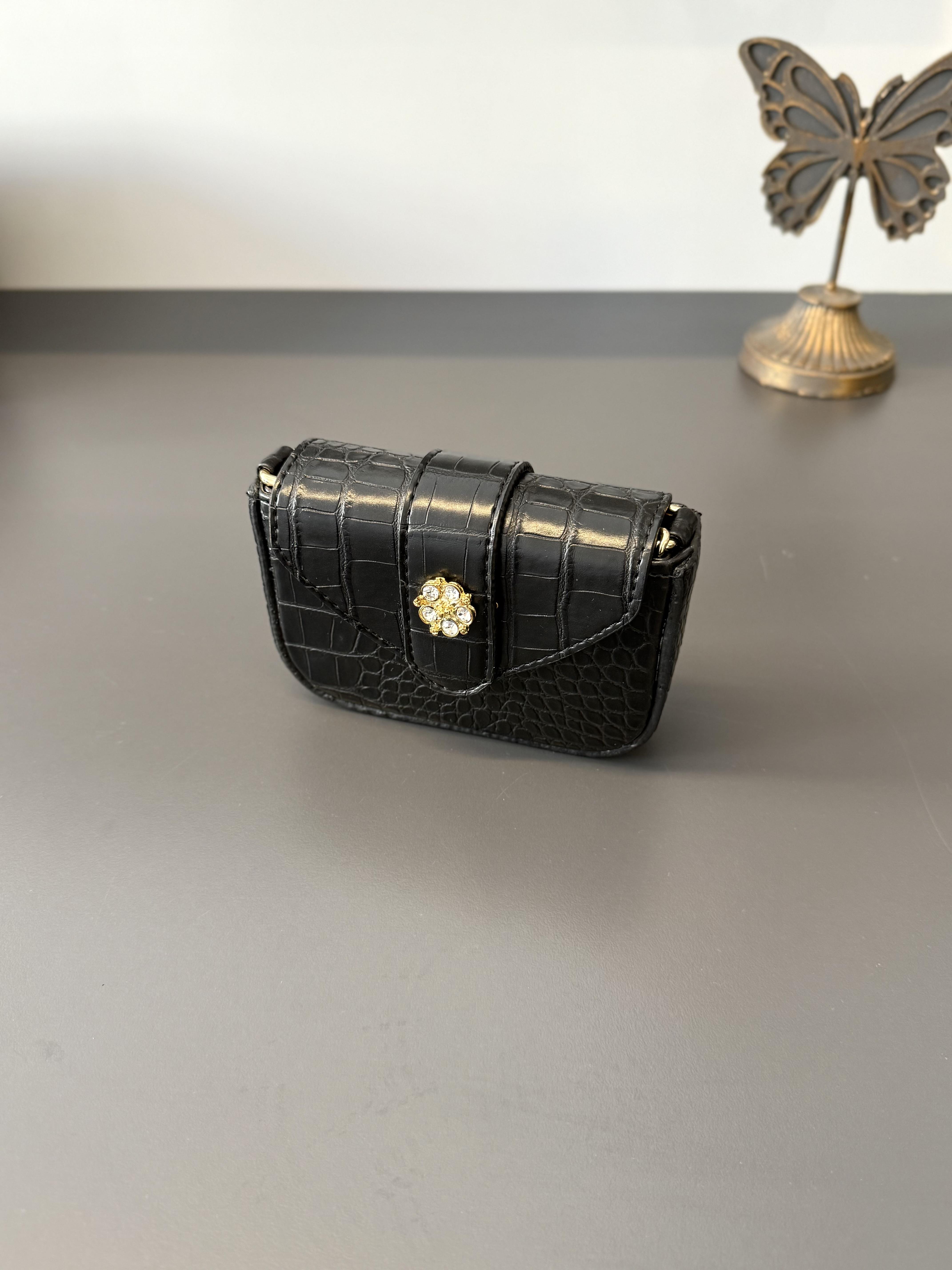 Siyah Zincir Askılı Mini Çanta