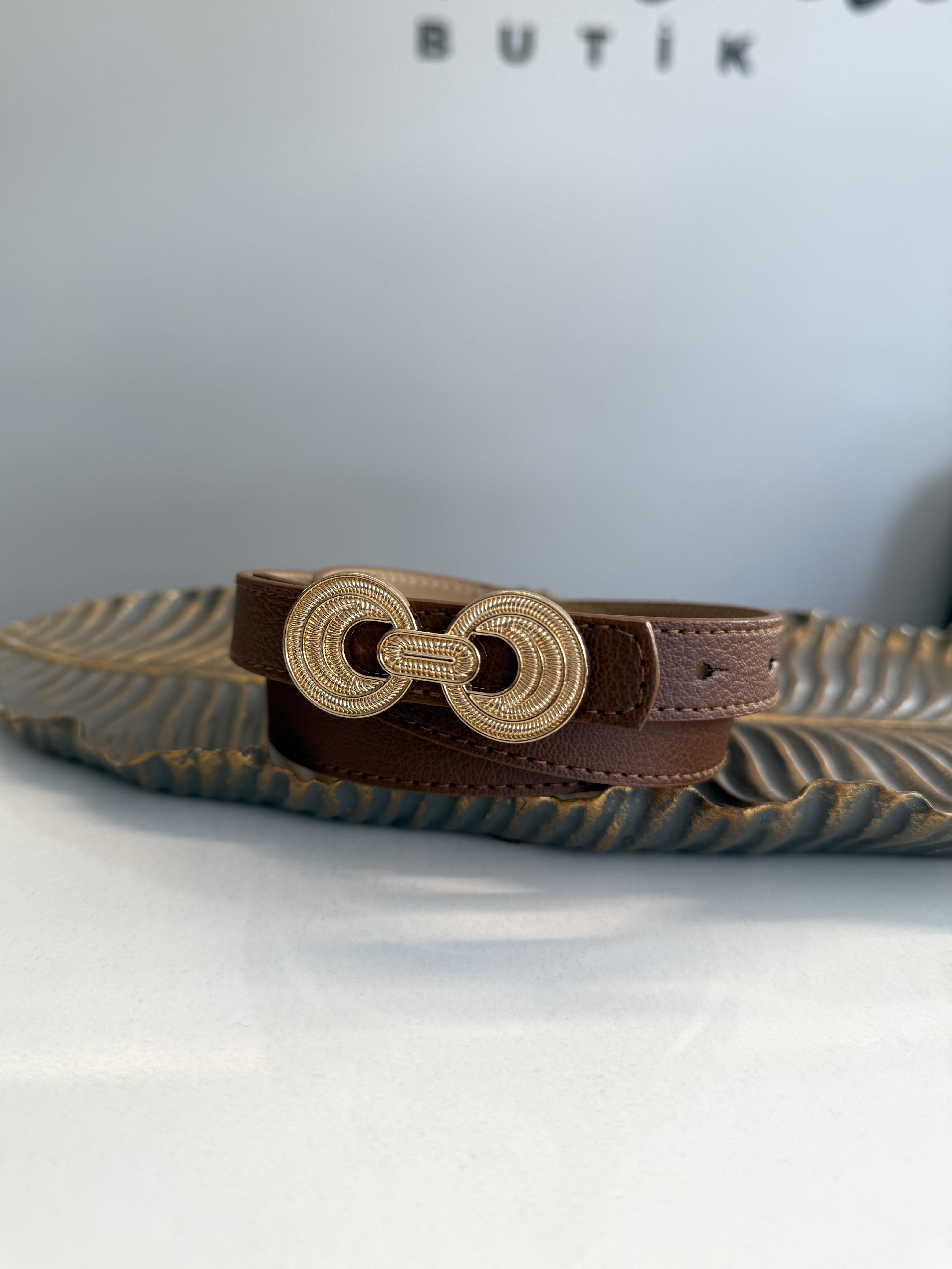 Taba Çift Halka Tokalı Kemer