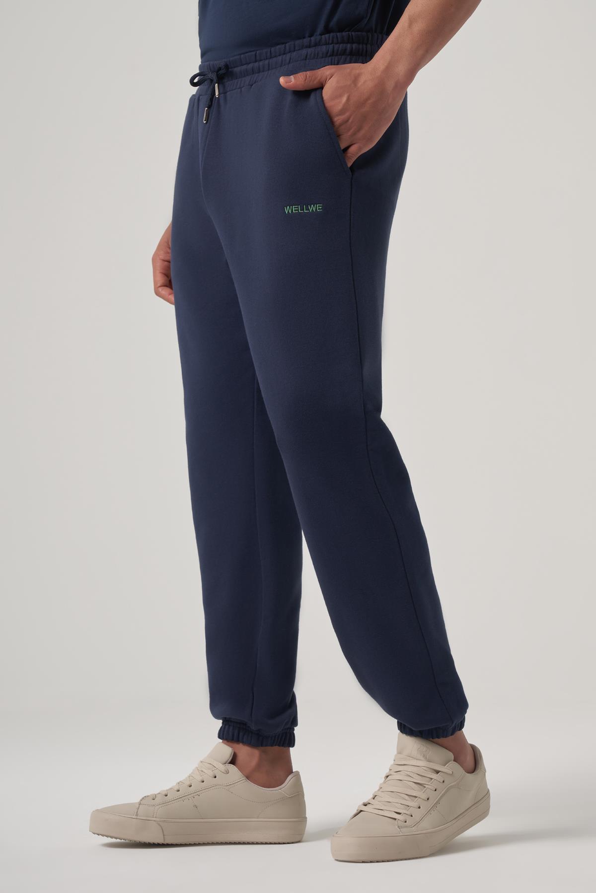 WELLWE-JULLY lacivert nakış detaylı relaxed fit jogger-Eşofman altı