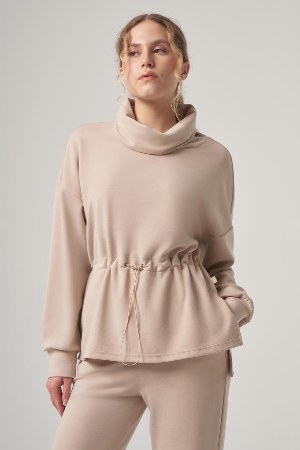WELLWE-MARS stone ultra yumuşak kumaş yakalı sweatshirt-Sweatshirt