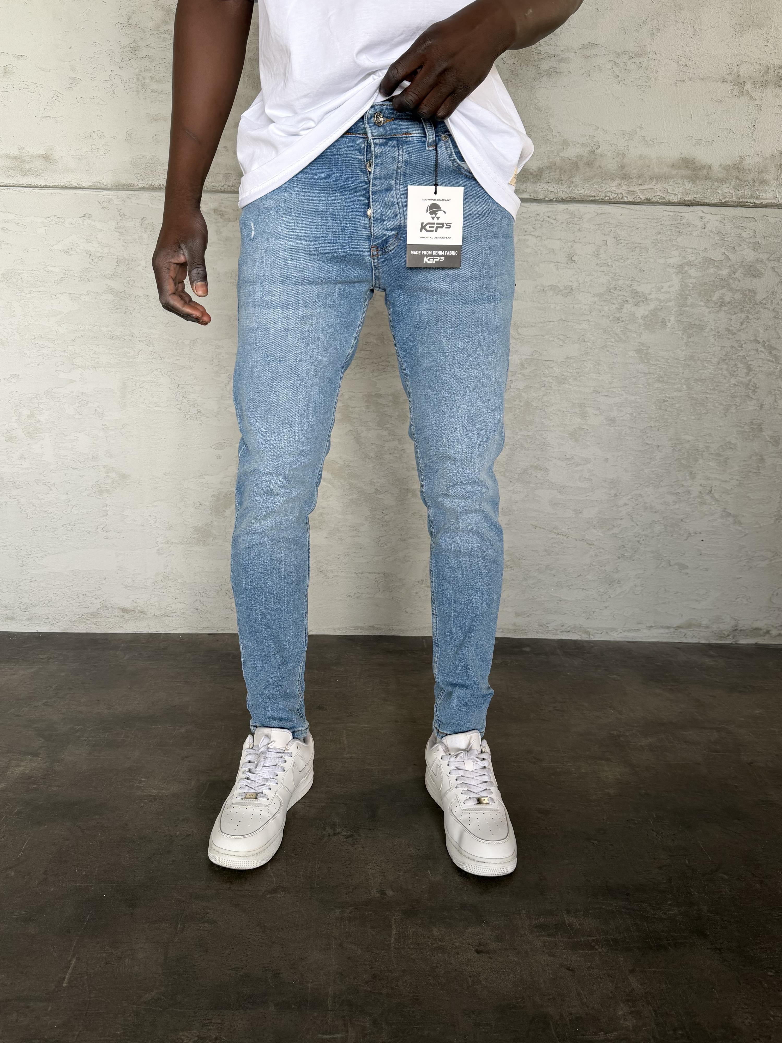 Açık Mavi Lazer Detaylı Slimfit Jean